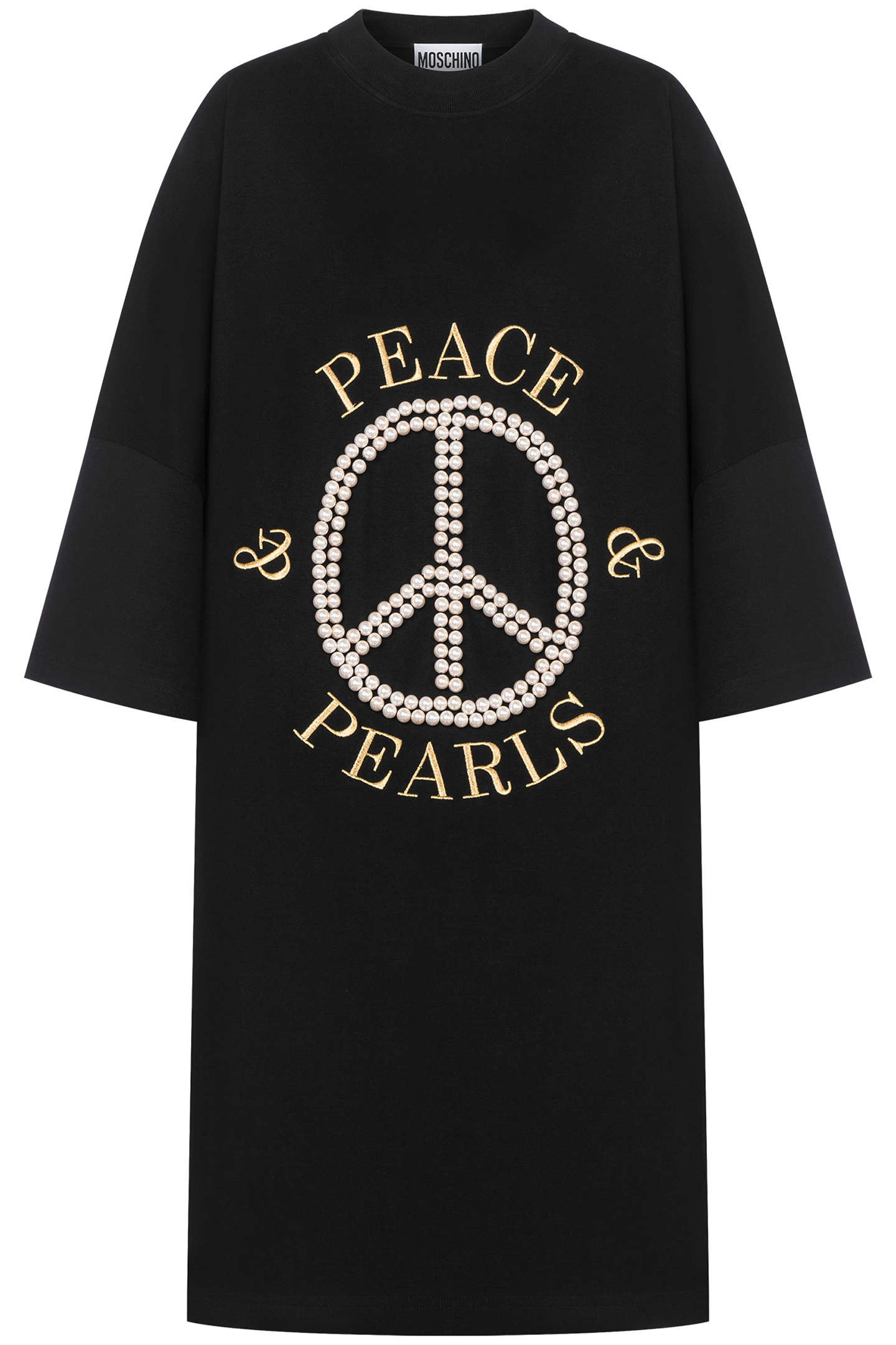 PEACE & PEARLS COTTON INTERLOCK DRESS BLACK 3