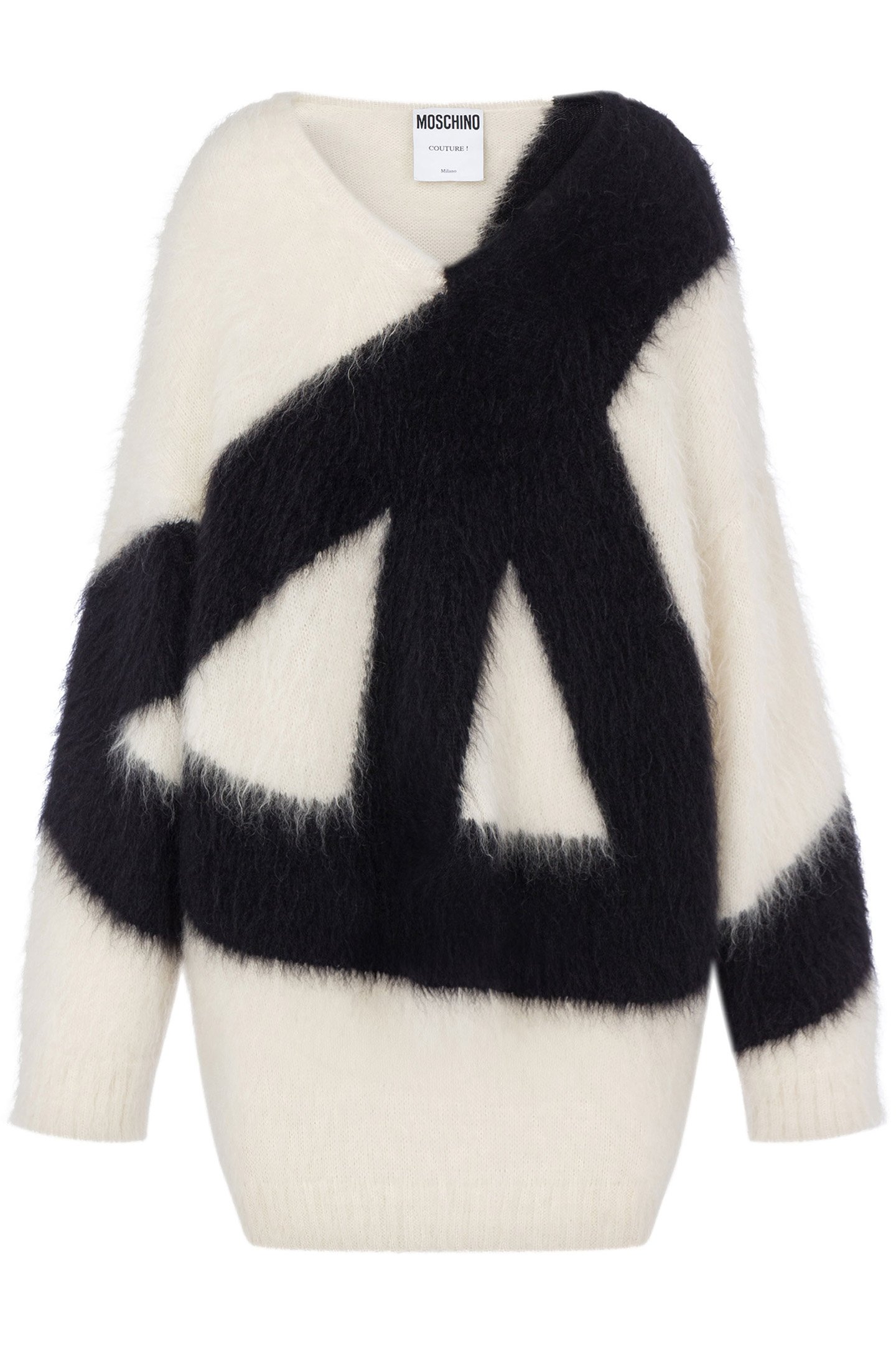 PEACE SYMBOL BRUSHED MOHAIR DRESS WHITE 3