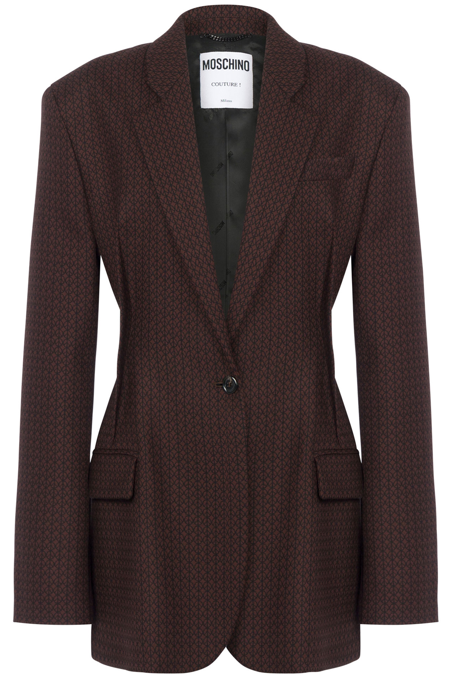 PEACE JACQUARD WOOL JACKET BROWN 3
