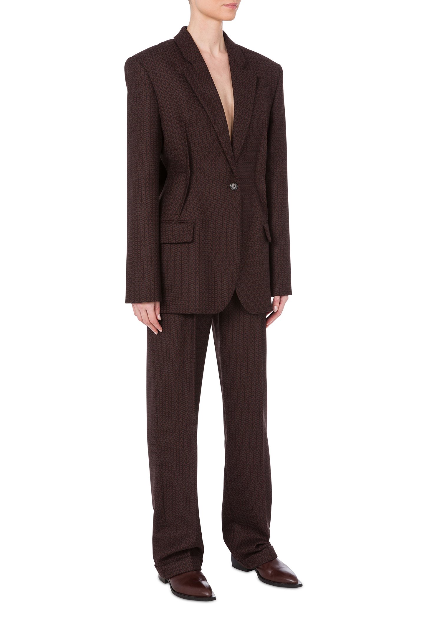 PEACE JACQUARD WOOL JACKET BROWN by Moschino