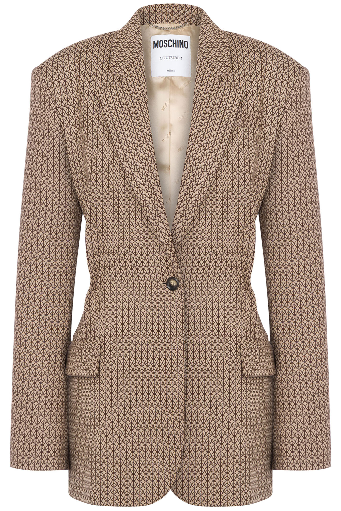 PEACE JACQUARD WOOL JACKET BEIGE 3