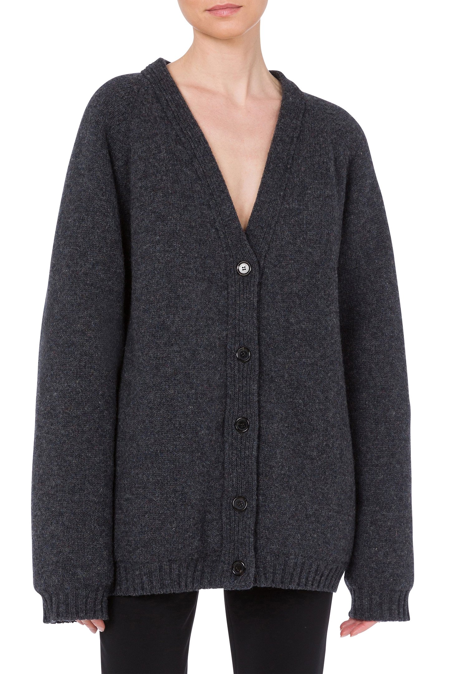 OVERSIZED CARDIGAN IN 100% ENLARGE SHETLAND GREY 1