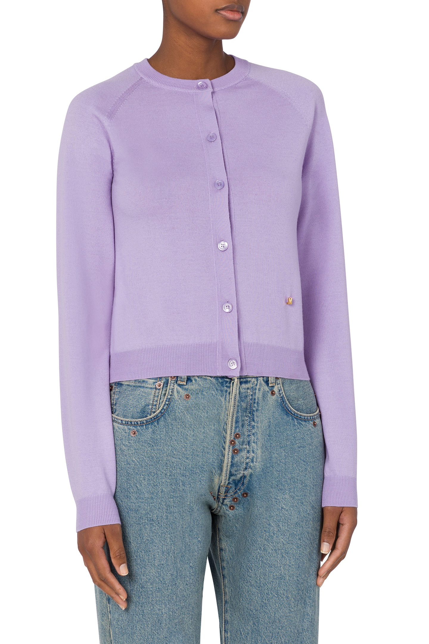 GOLDEN M WOOL CARDIGAN VIOLET 1