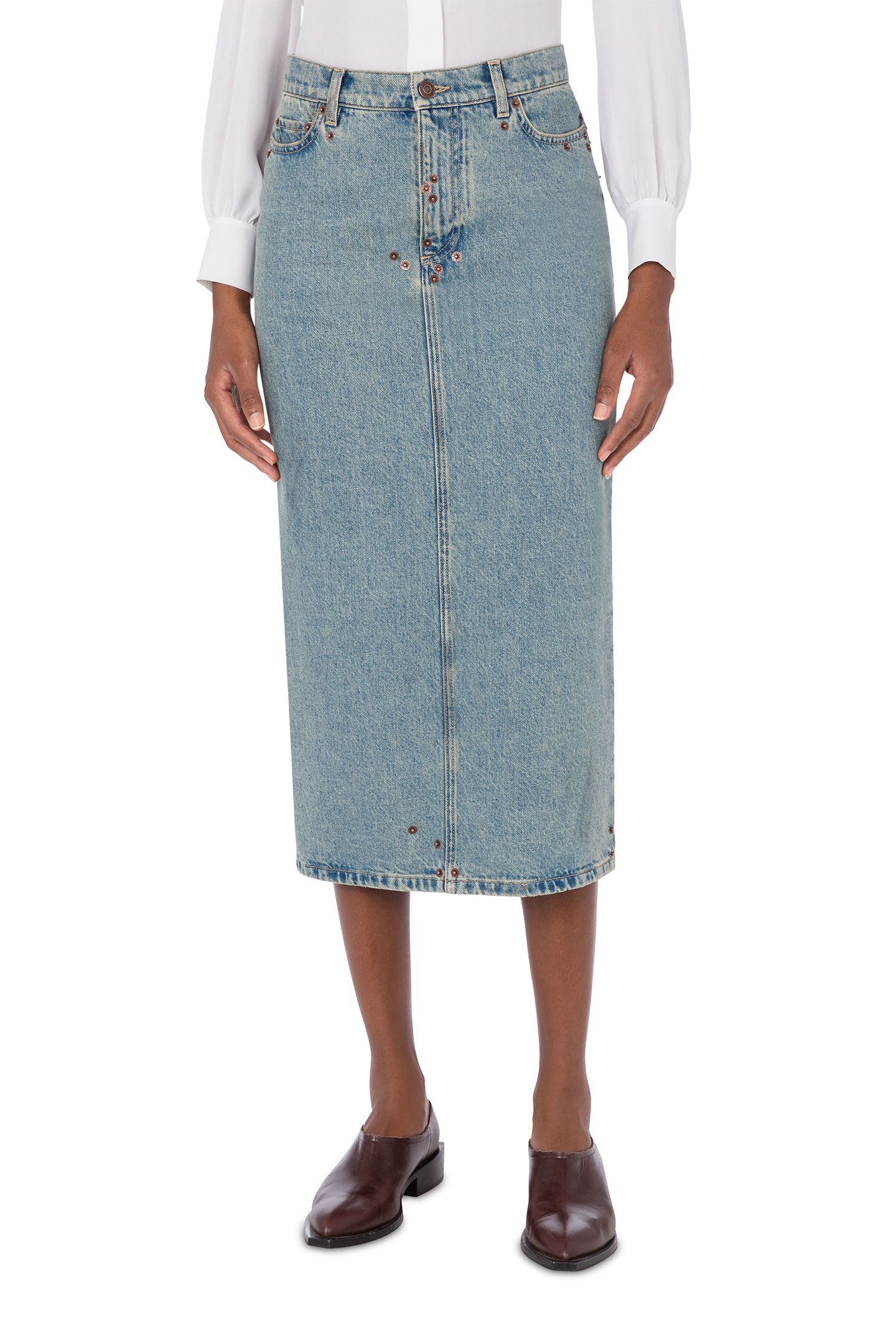 BLUE COTTON DENIM SKIRT BLUE 1