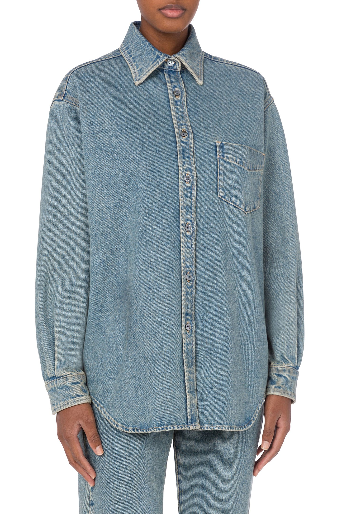BLUE COTTON DENIM SHIRT BLUE 1