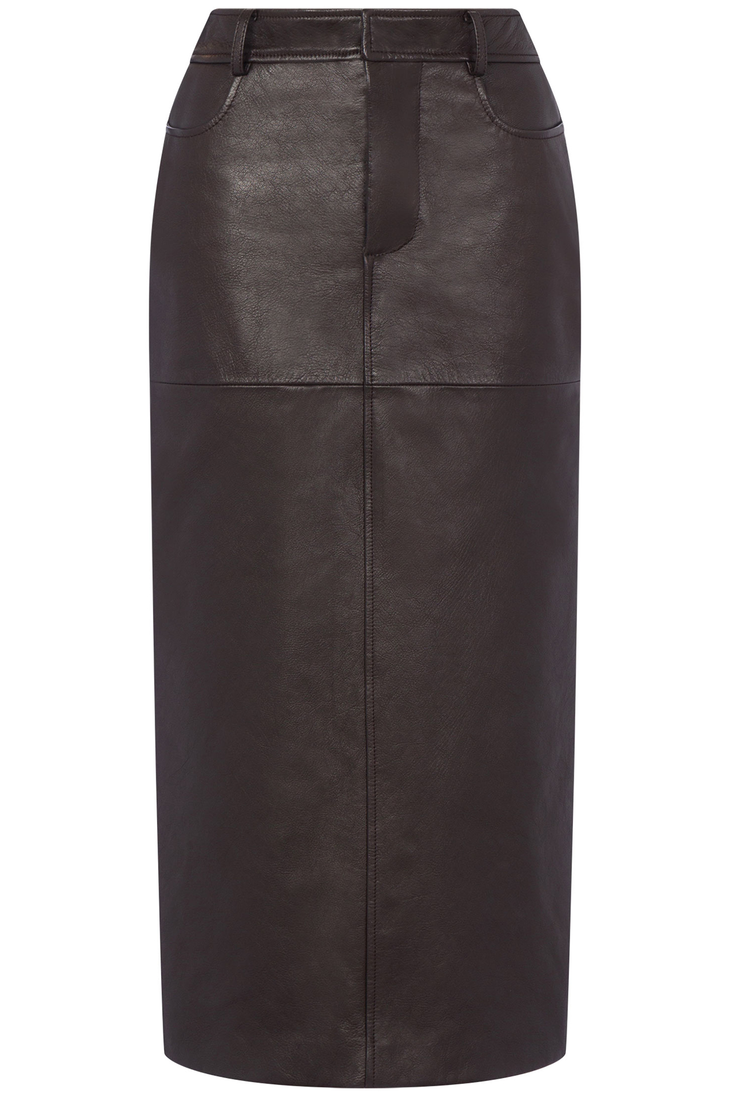 NAPPA LEATHER MIDI SKIRT BROWN 3