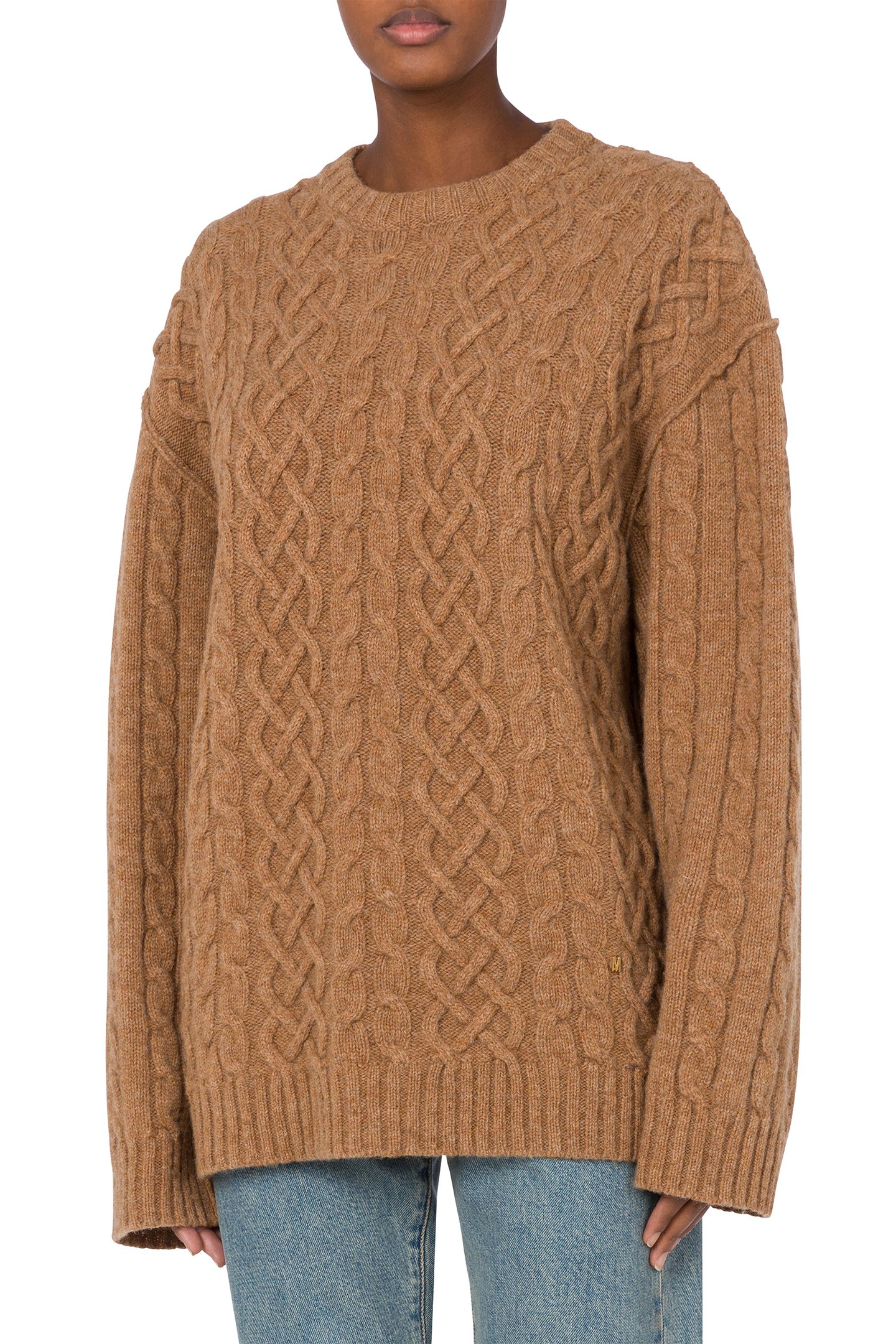 GOLDEN M SHETLAND OVERSIZED PULLOVER BROWN 1