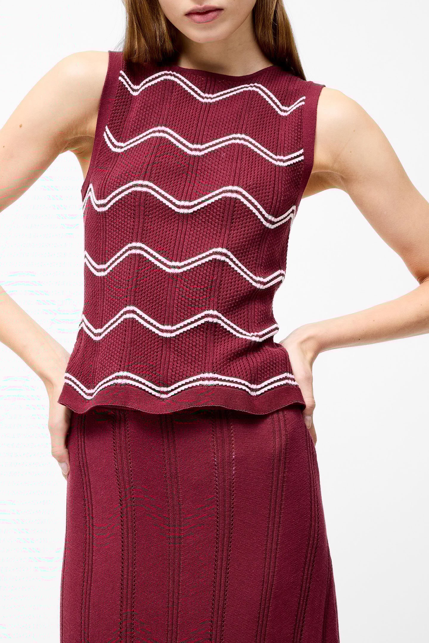 TRUDY CROCHET SLVLSS TOP SUMMER BURGUNDY/SUMM 4