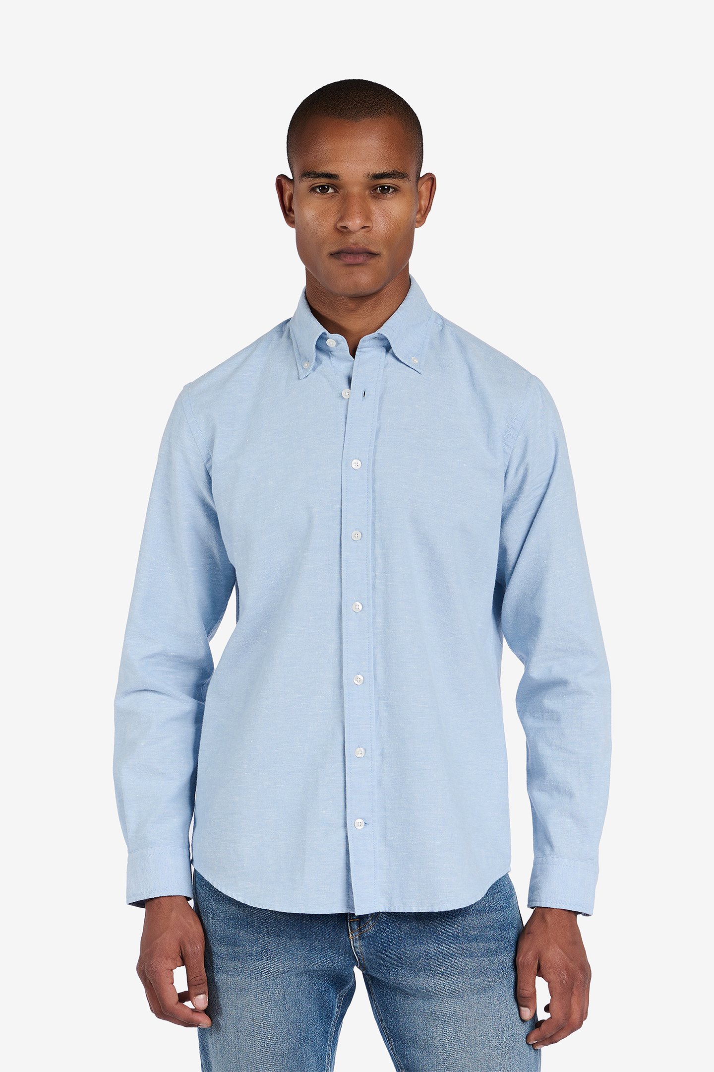 MAYTOWN BRUSHED COTTON-LINEN LIGHT BLUE 1