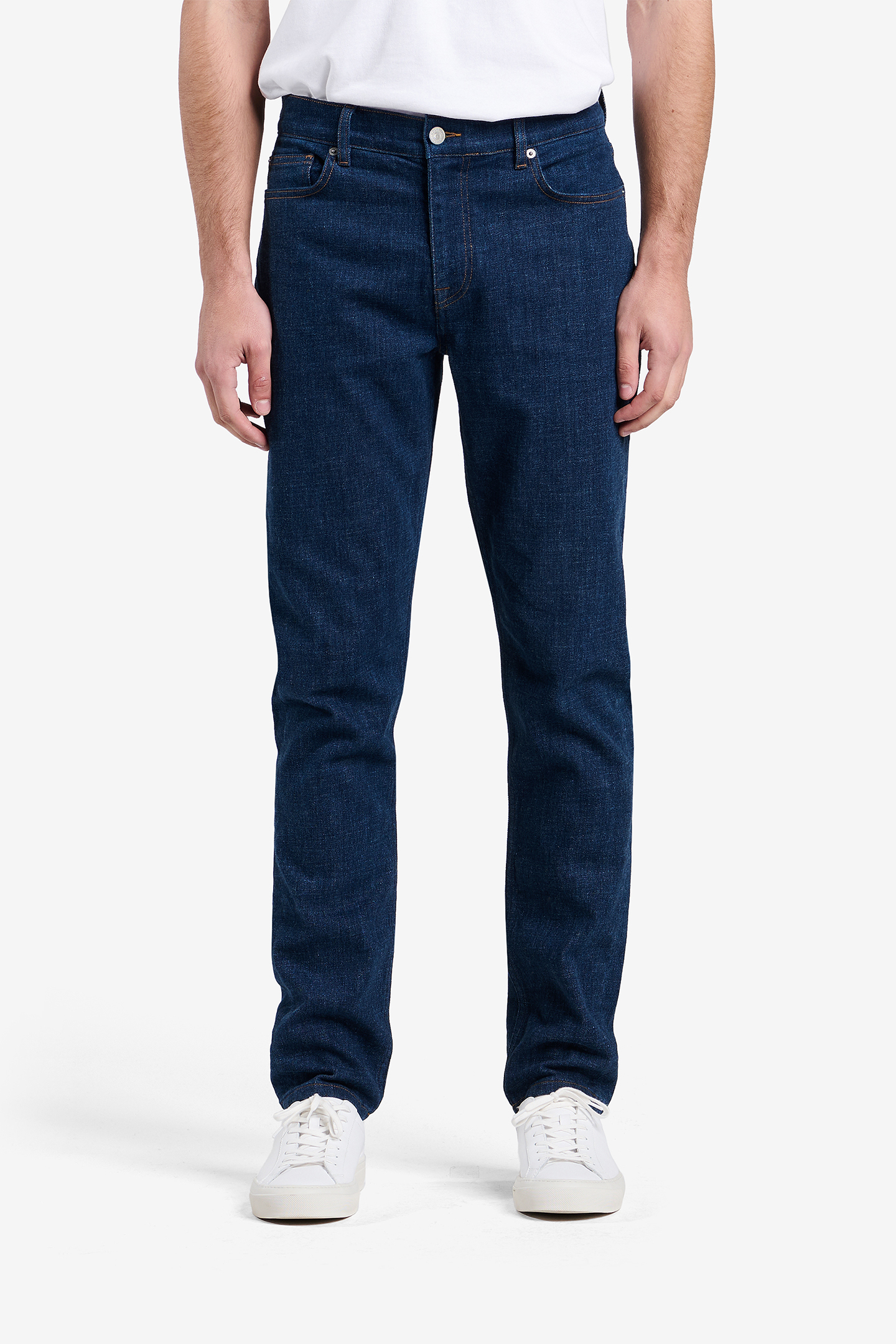 YAMANE BRUSHED DENIM COTTON-STRETCH DARK BLUE 1