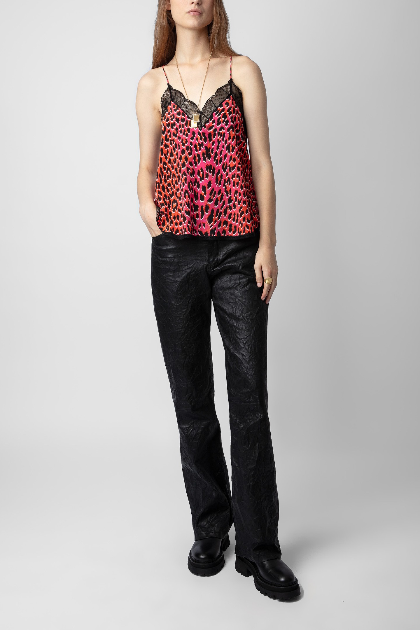 CHRISTY LEOPARD-PRINT SILK CAMISOLE ROSE 2