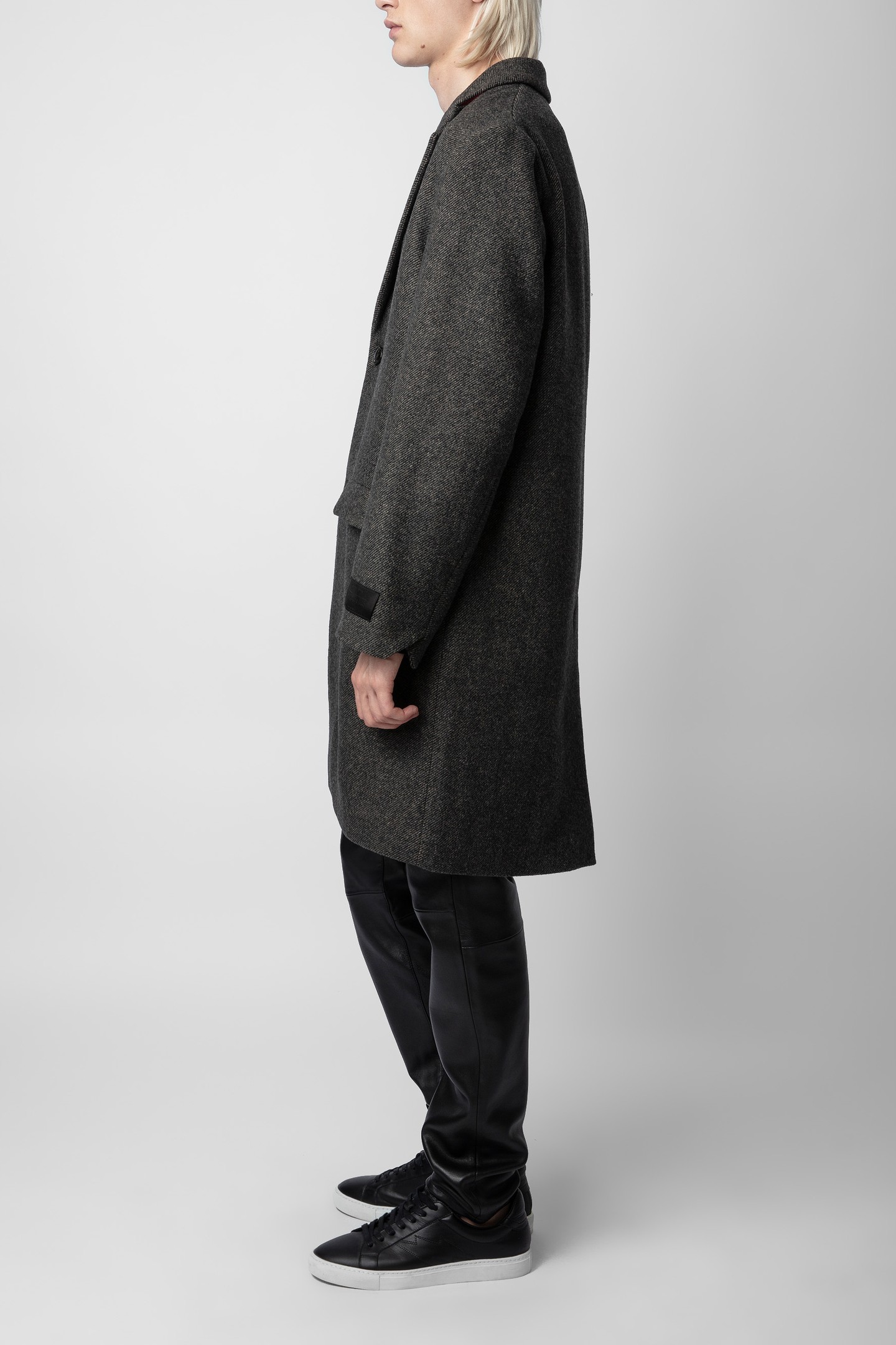 UNISEX MARK WOOL CHEVRON COAT ANTHRACITE 6