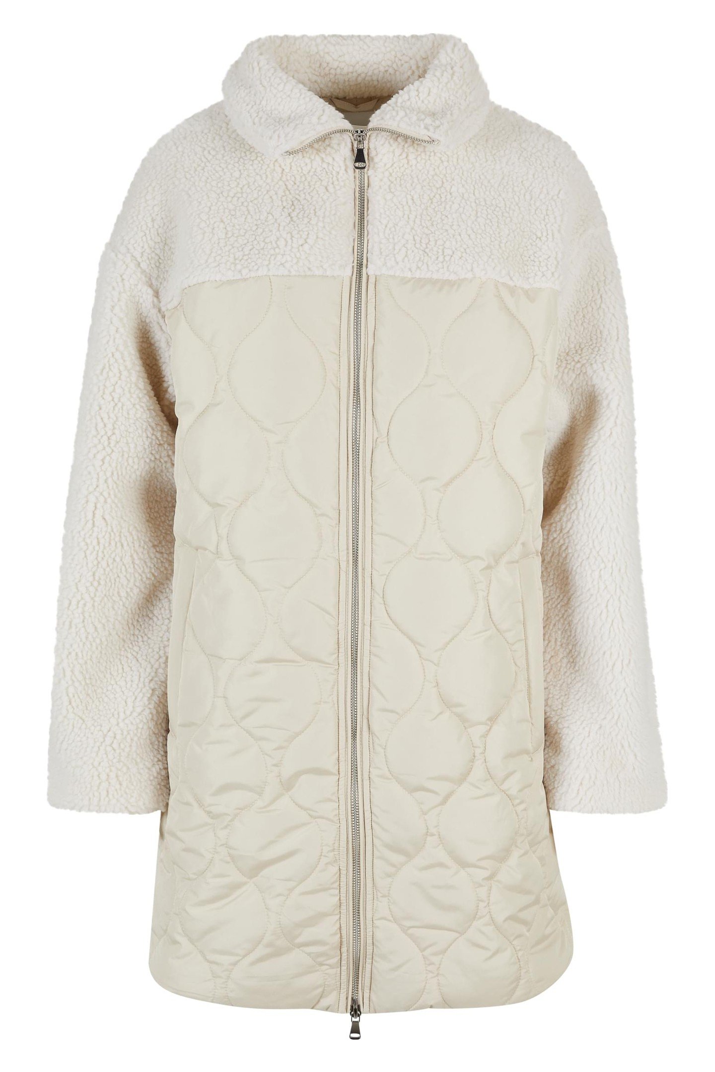 OVERSIZED SHERPA QUILTED COAT SOFTSEAGRASS/WHITESAND 1