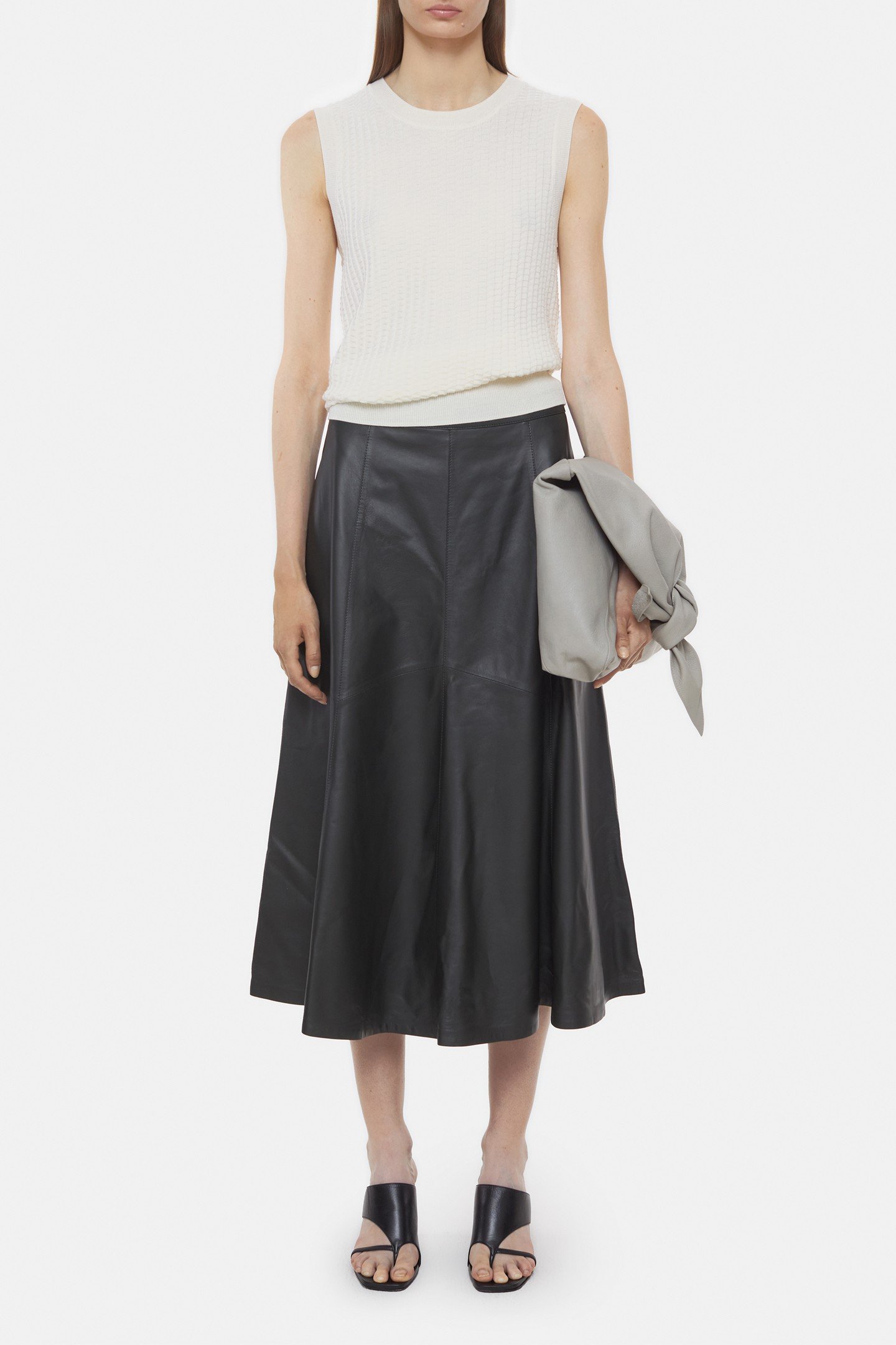 LEATHER SKIRT ARMY GREEN 10