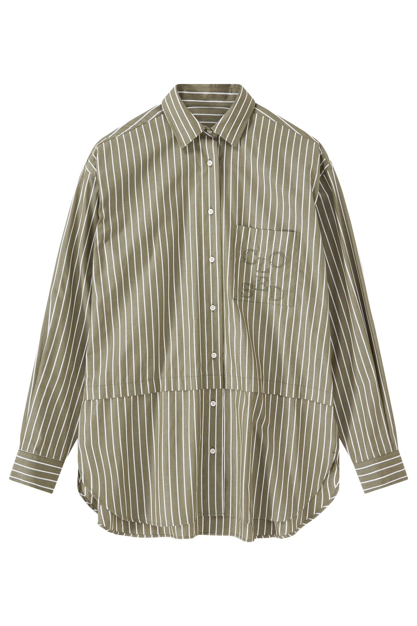 LONG STRIPE BLOUSE SHIRT ARMY GREEN 1