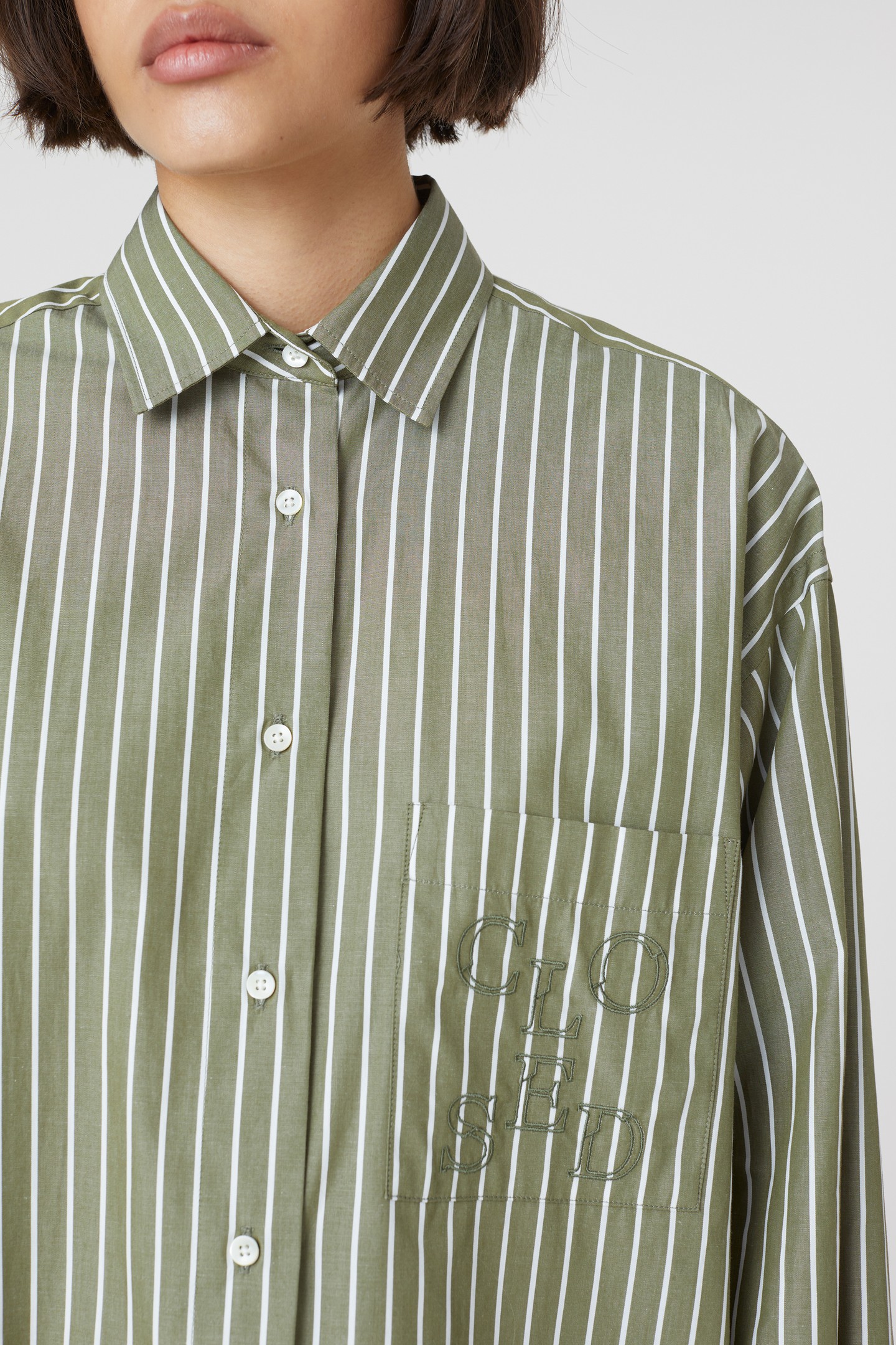 LONG STRIPE BLOUSE SHIRT ARMY GREEN 6