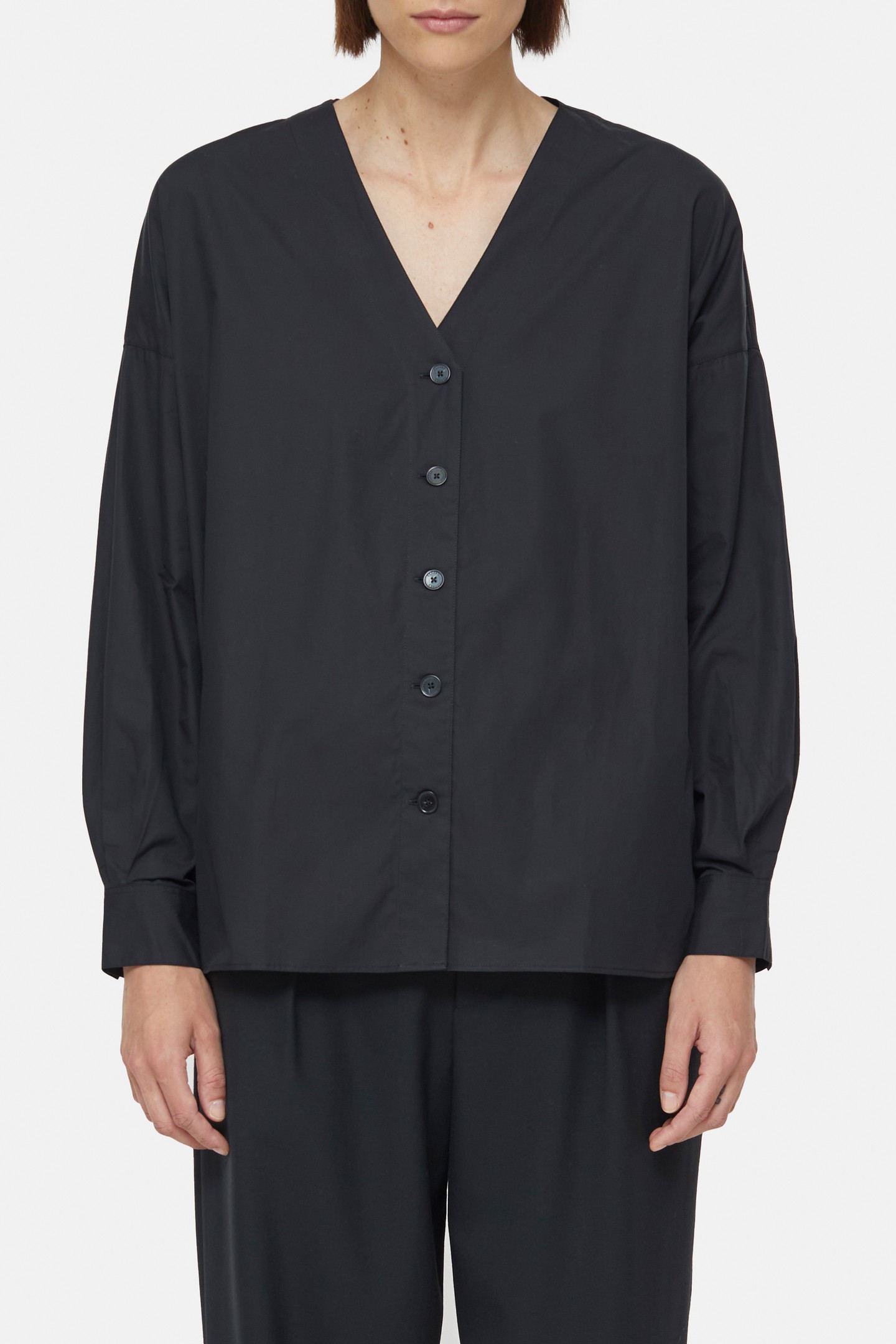 NO COLLAR BLOUSE SHIRT BLACK 5
