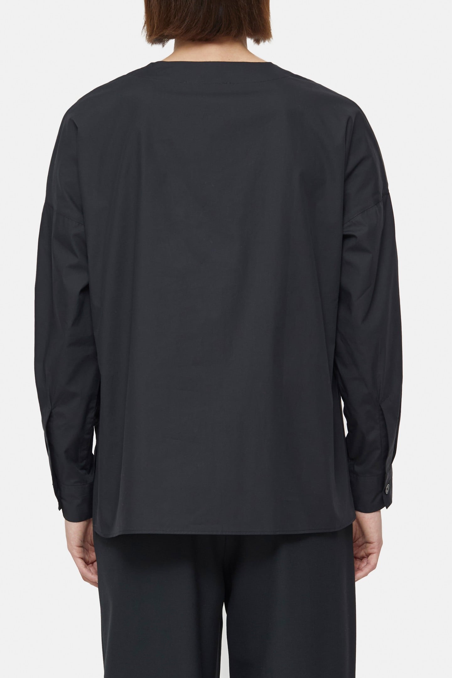 NO COLLAR BLOUSE SHIRT BLACK 6