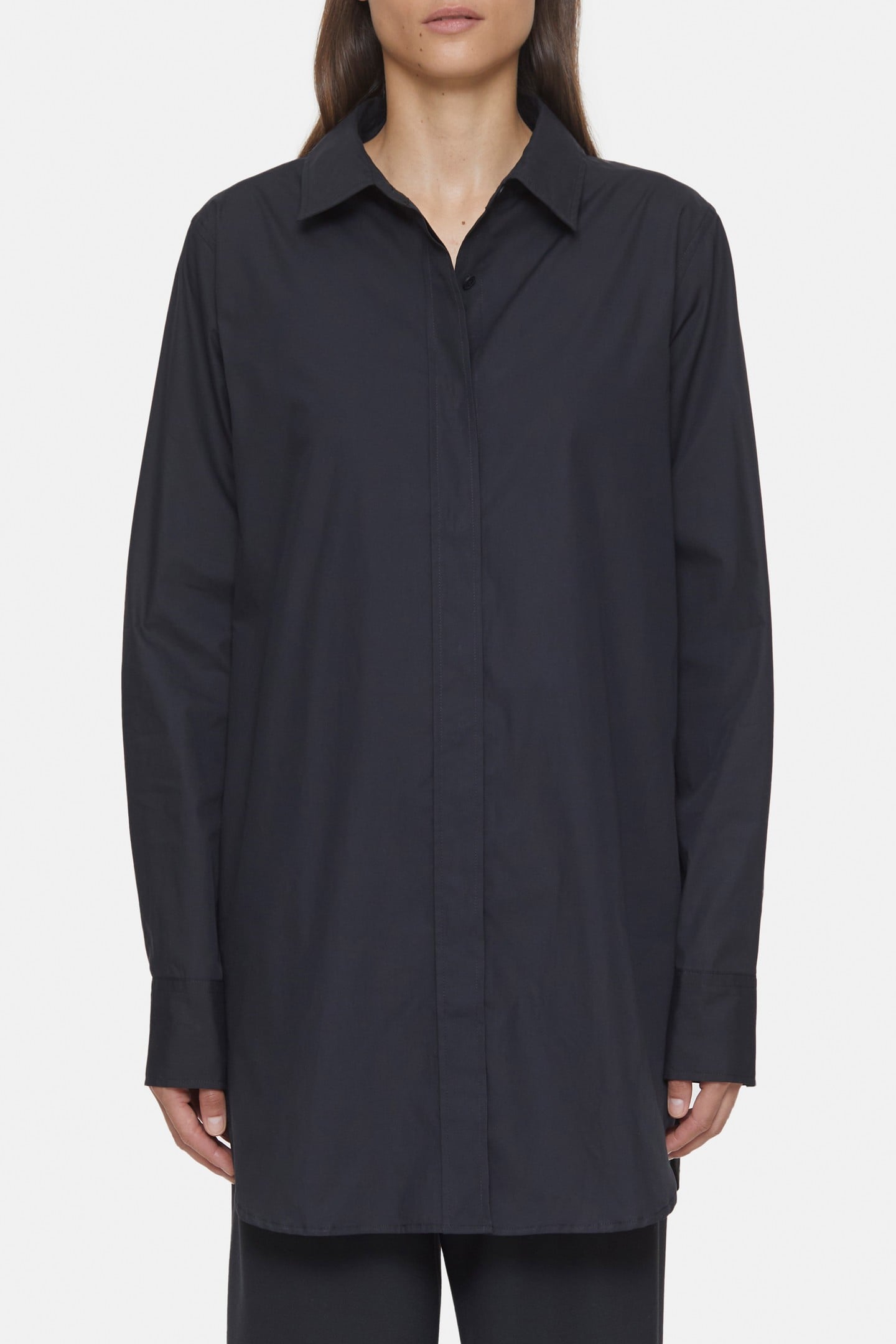 FITTED LONG BLOUSE SHIRT BLACK 1