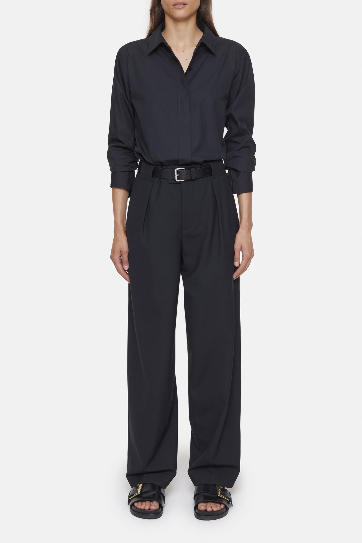 FITTED LONG BLOUSE SHIRT BLACK 2