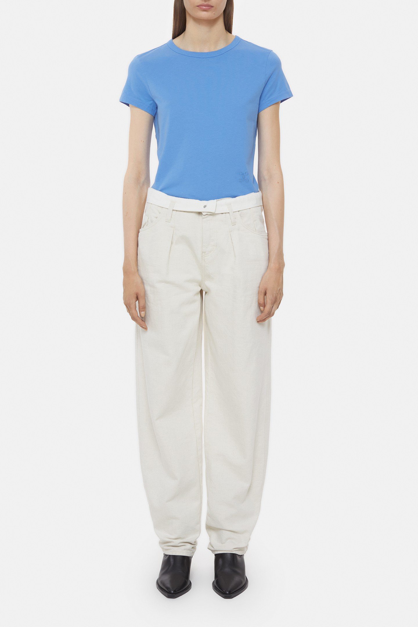 CREW NECK SHORT SLEEVE T-SHIRTS CHAMBRAY BLUE 4