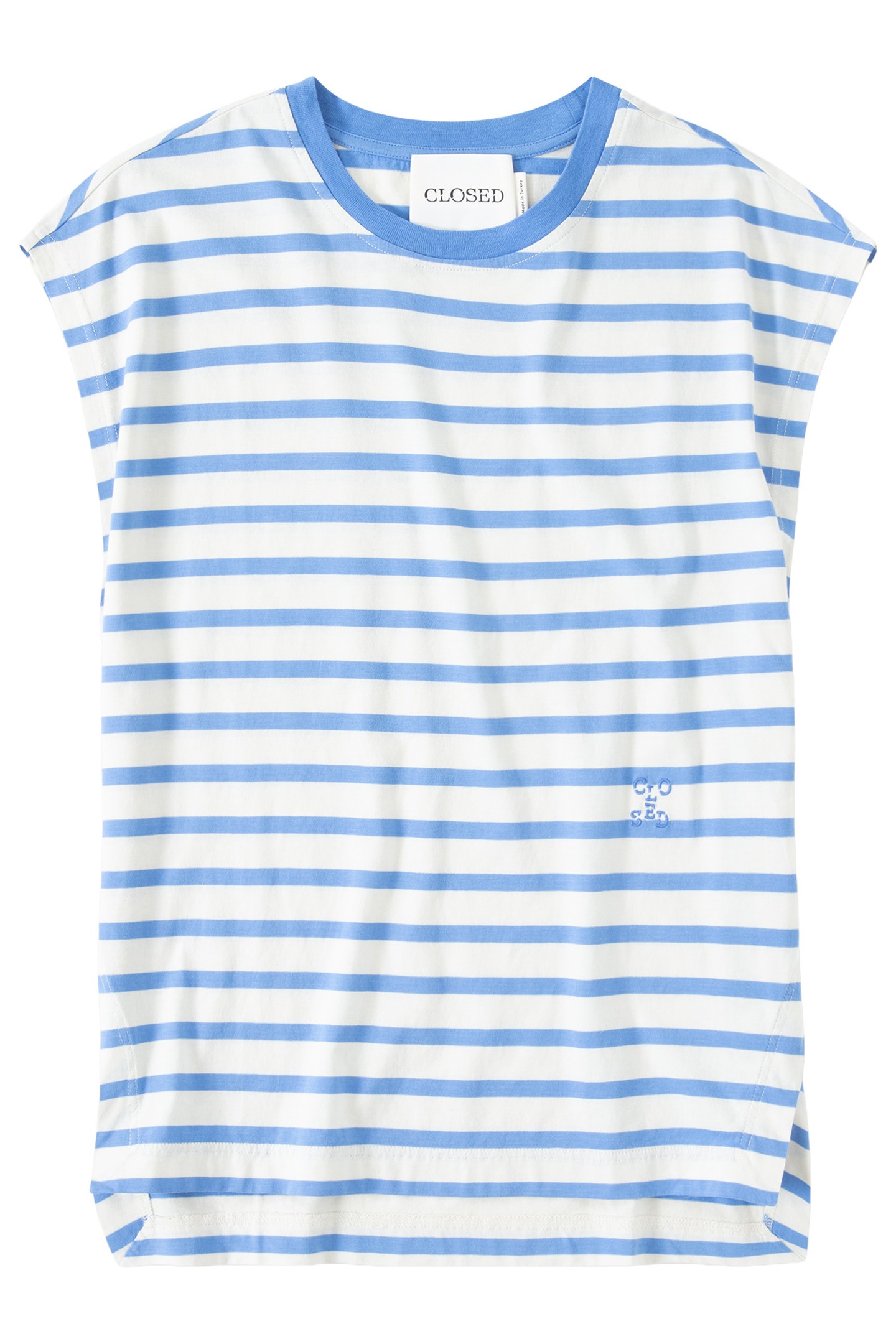 CREW NECK CAP SLEEVE T-SHIRTS CHAMBRAY BLUE 1