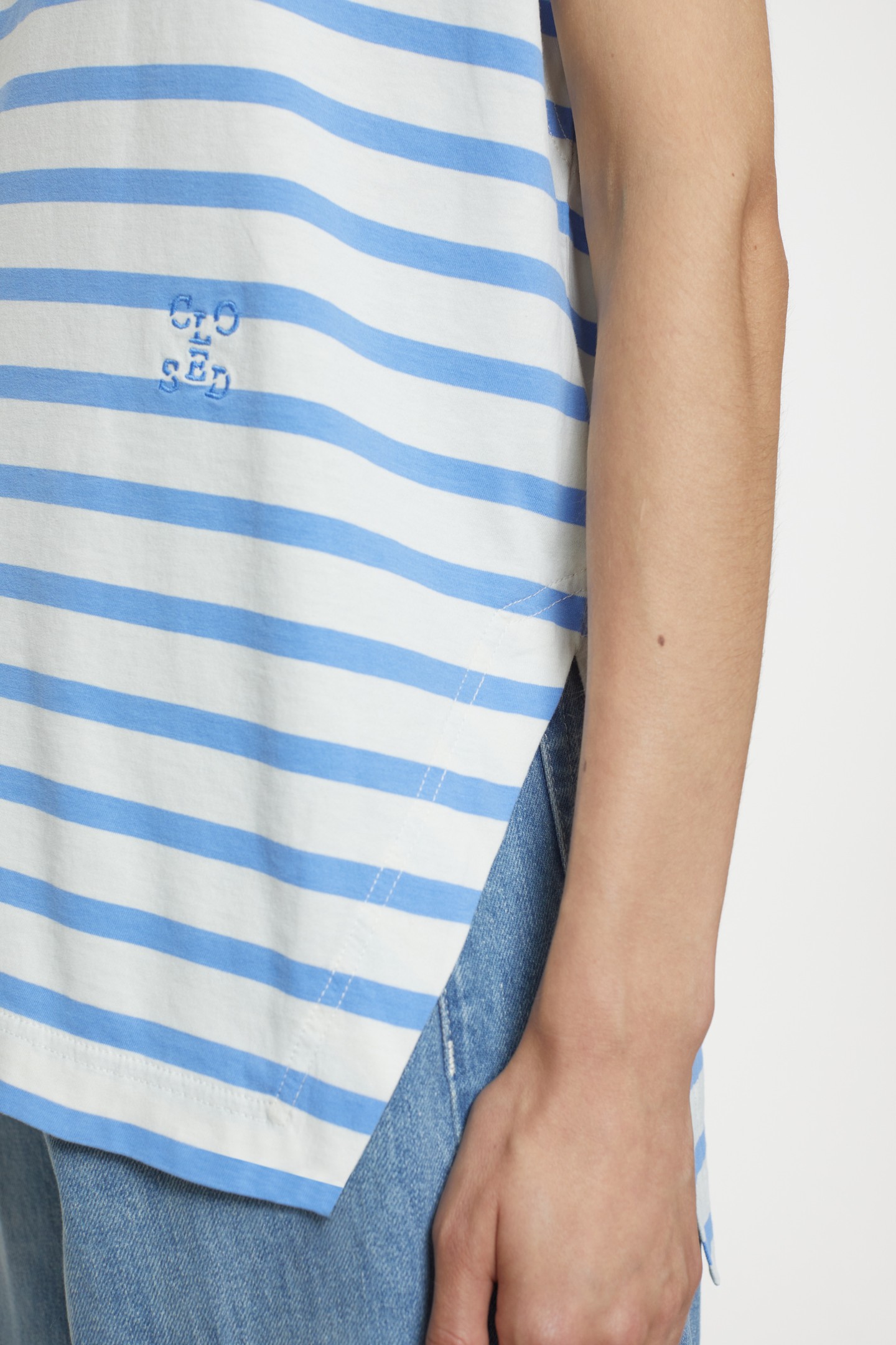 CREW NECK CAP SLEEVE T-SHIRTS CHAMBRAY BLUE 4