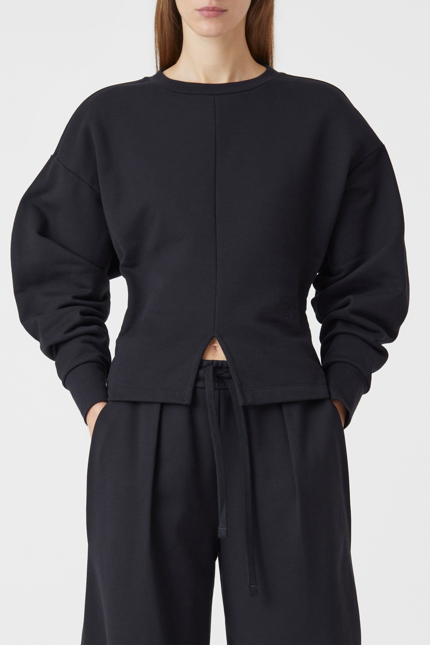 CREW NECK LONG SLEEVE T-SHIRTS BLACK 1