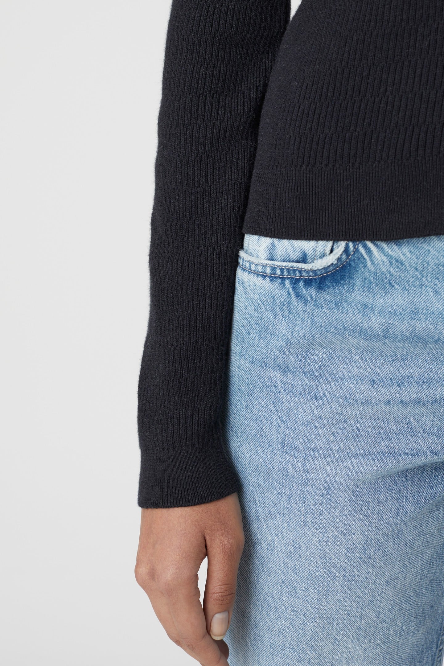 CROPPED CARDIGAN LONG SLEEVE KNITS BLACK 10