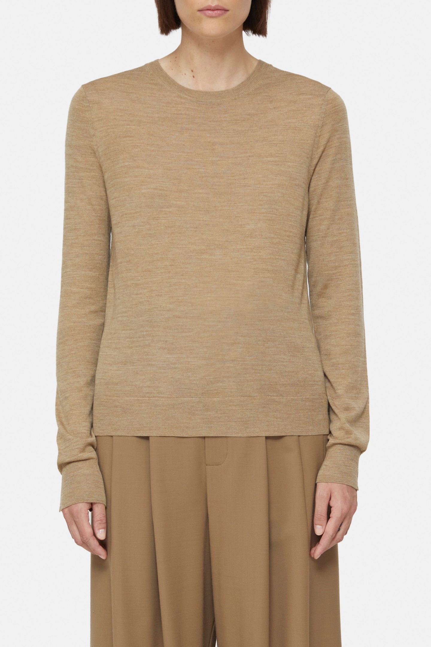 CREW NECK LONG SLEEVE KNITS BROWN SUGAR 2