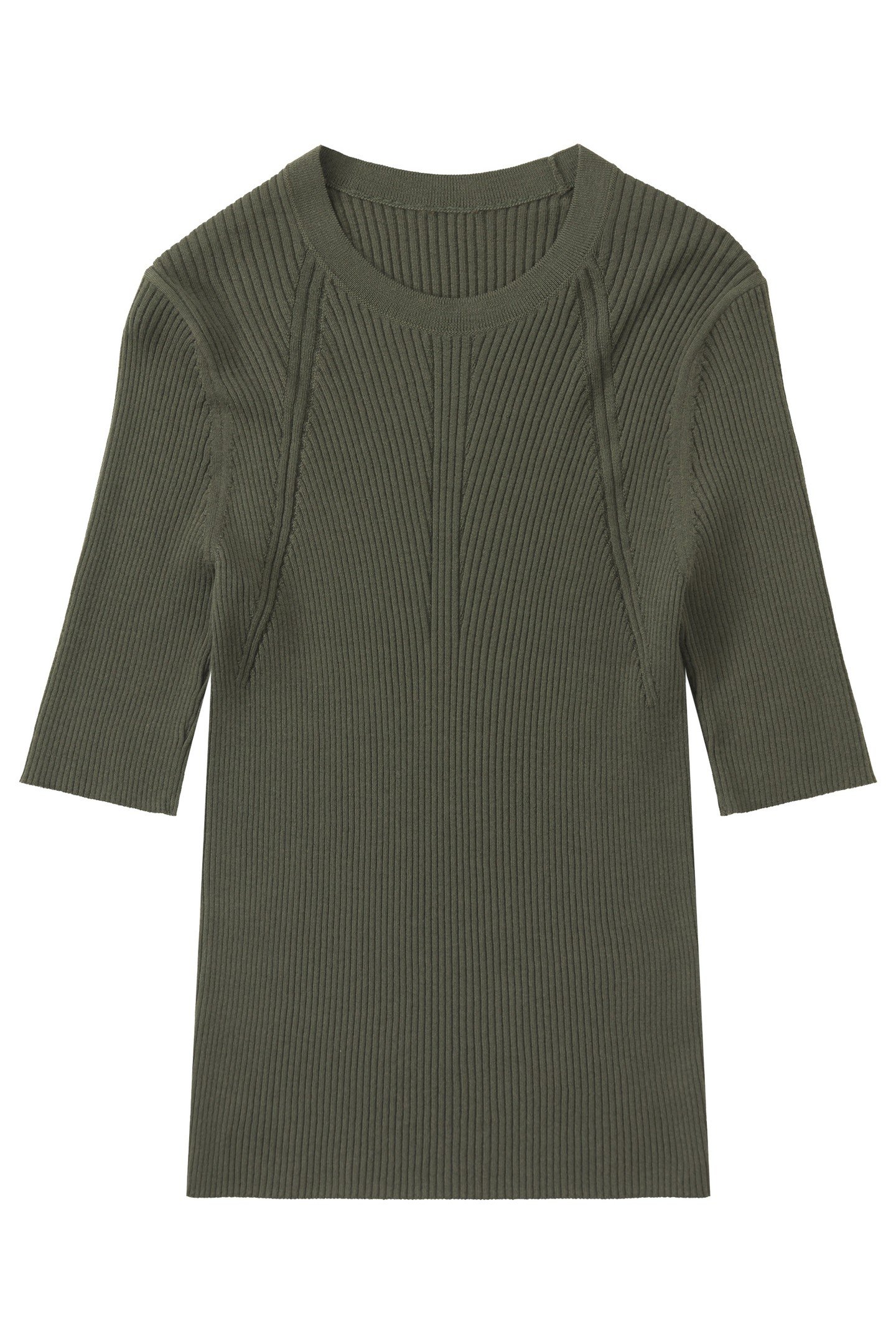 CREW NECK SHORT SLEEVE KNITS ARMY GREEN 7