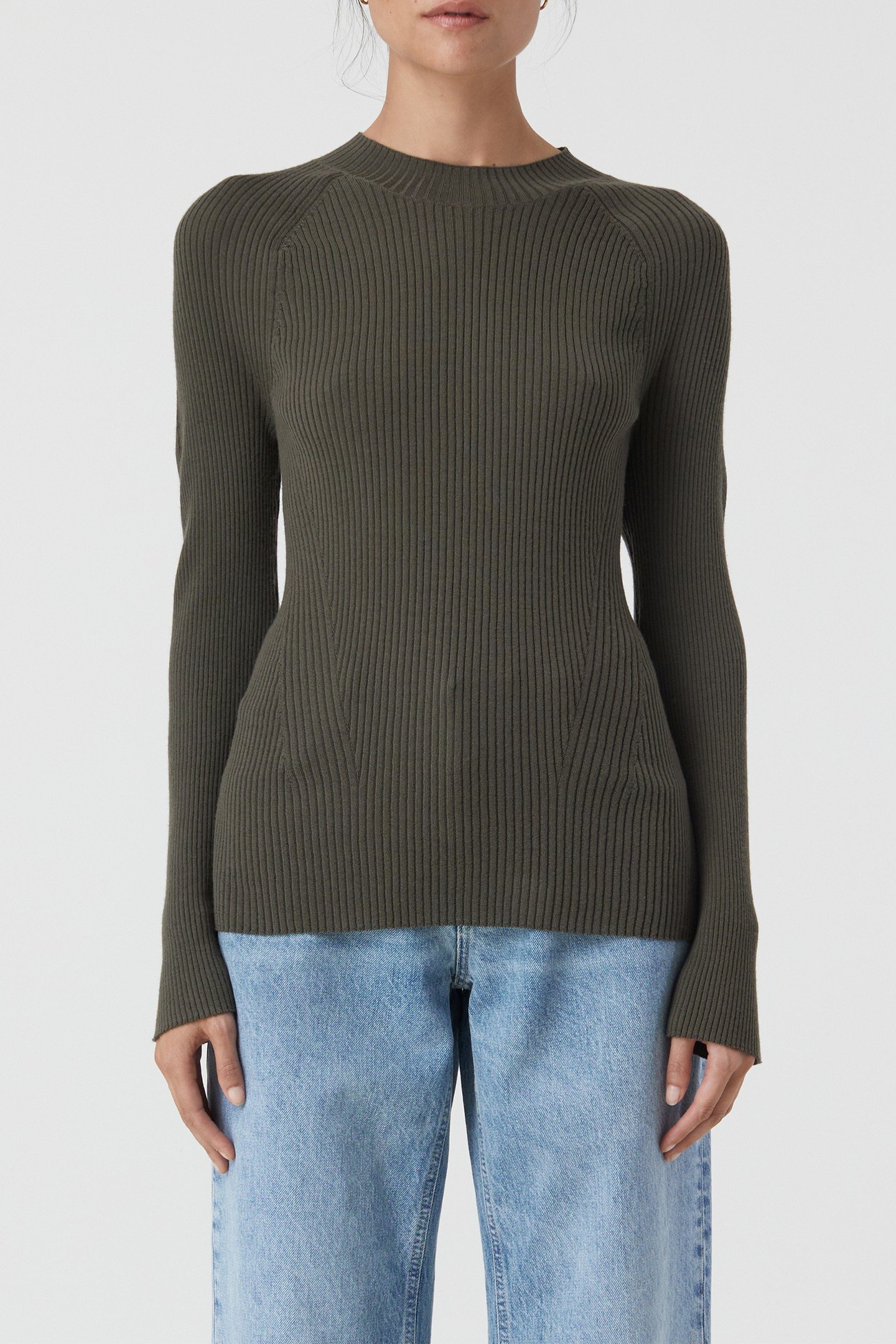 CREW NECK LONG SLEEVE KNITS ARMY GREEN 10