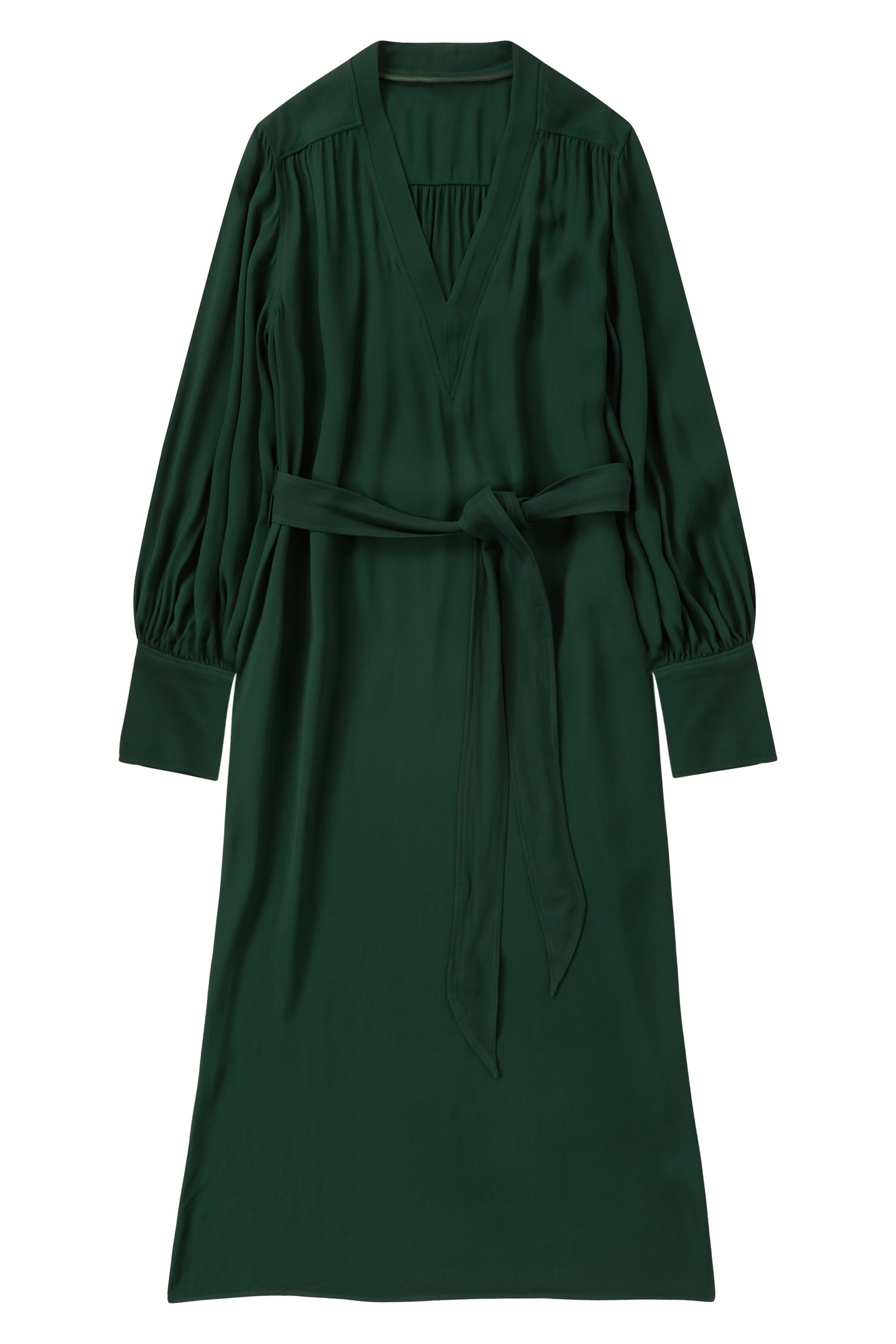 BELTED V NECK DRESS FERN GREEN 6