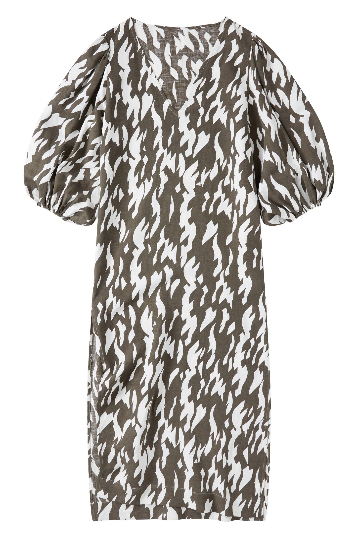 PUFF SLEEVE DRESS ARMY GREEN 1