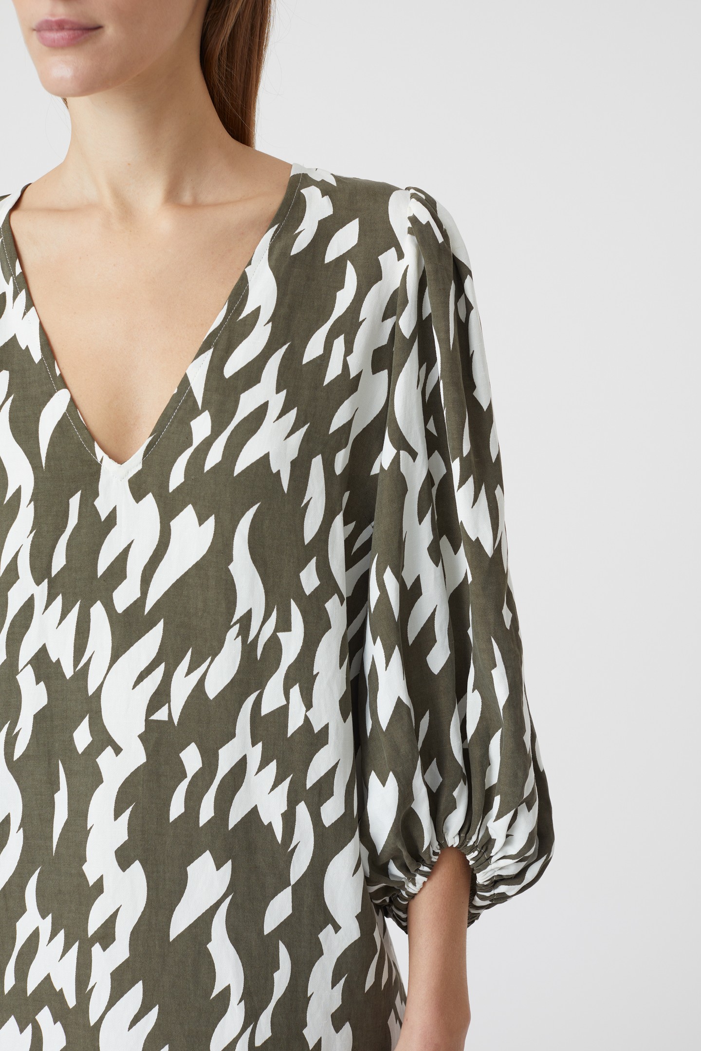 PUFF SLEEVE DRESS ARMY GREEN 2