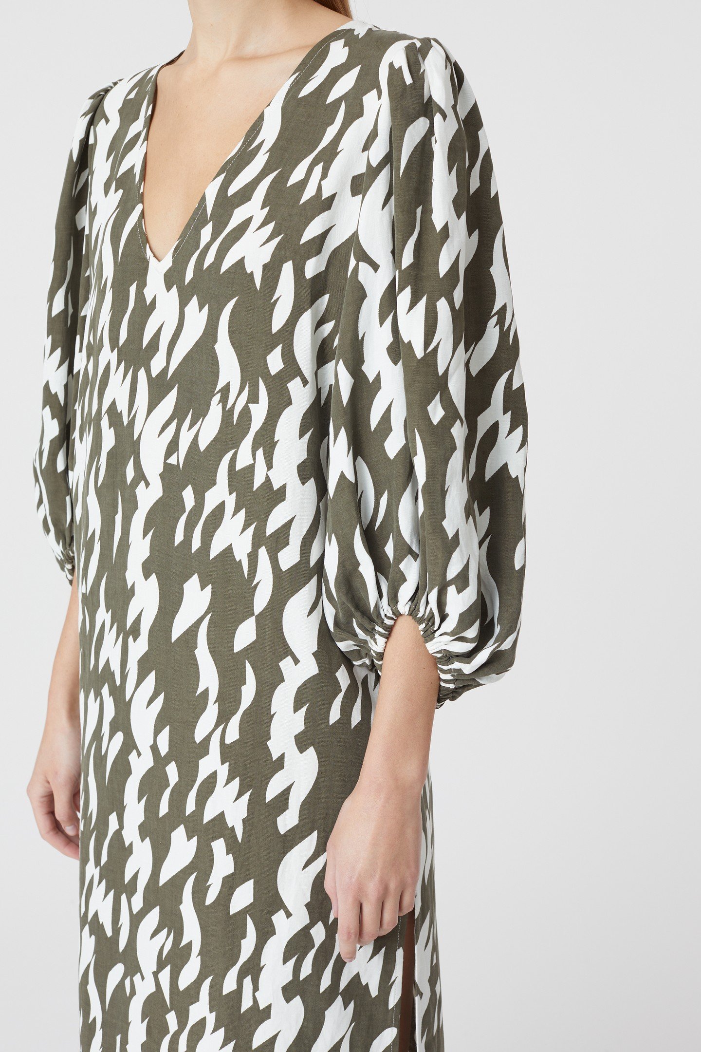 PUFF SLEEVE DRESS ARMY GREEN 3