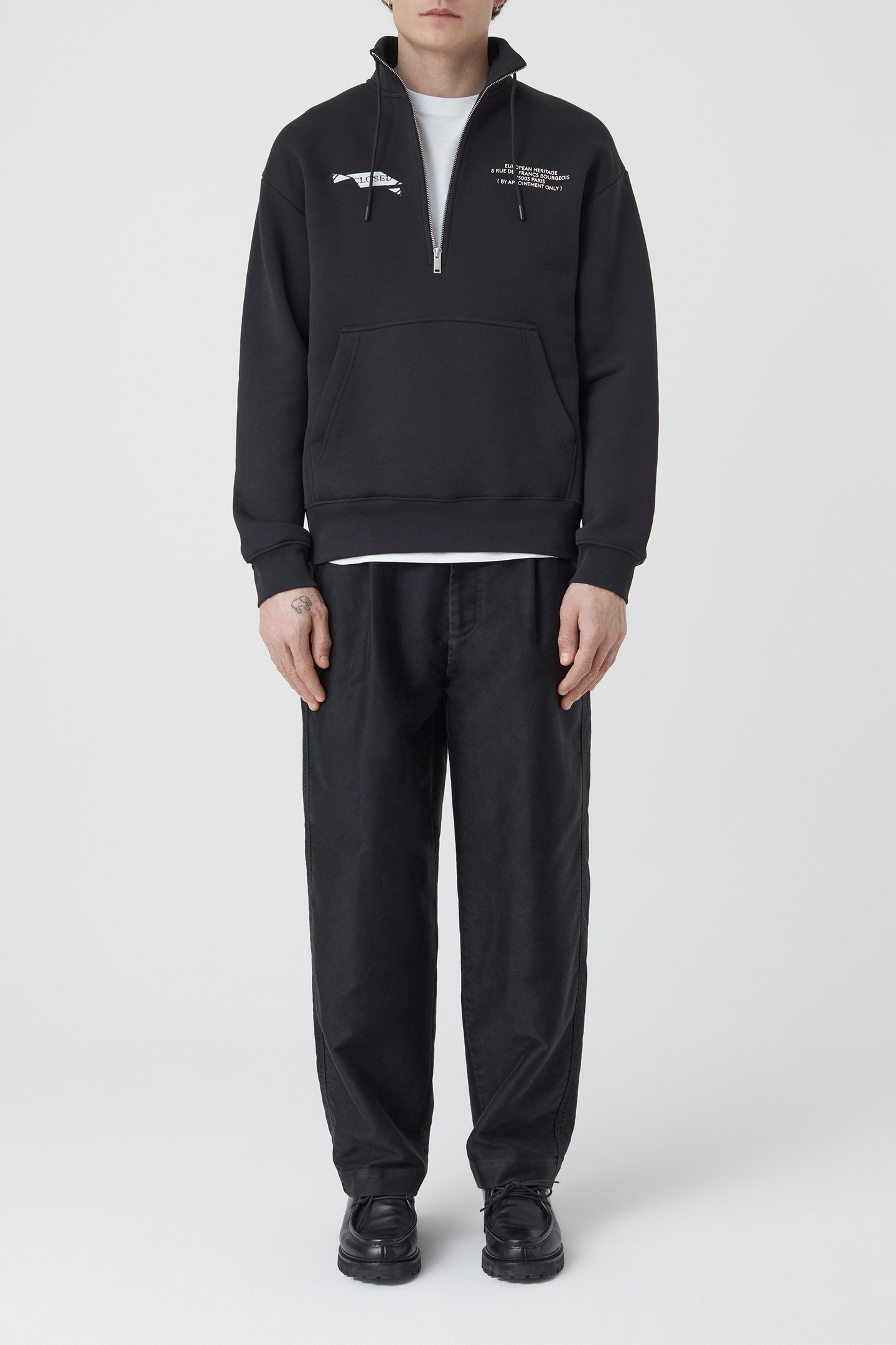 HALF ZIP SWEAT T-SHIRTS BLACK 5