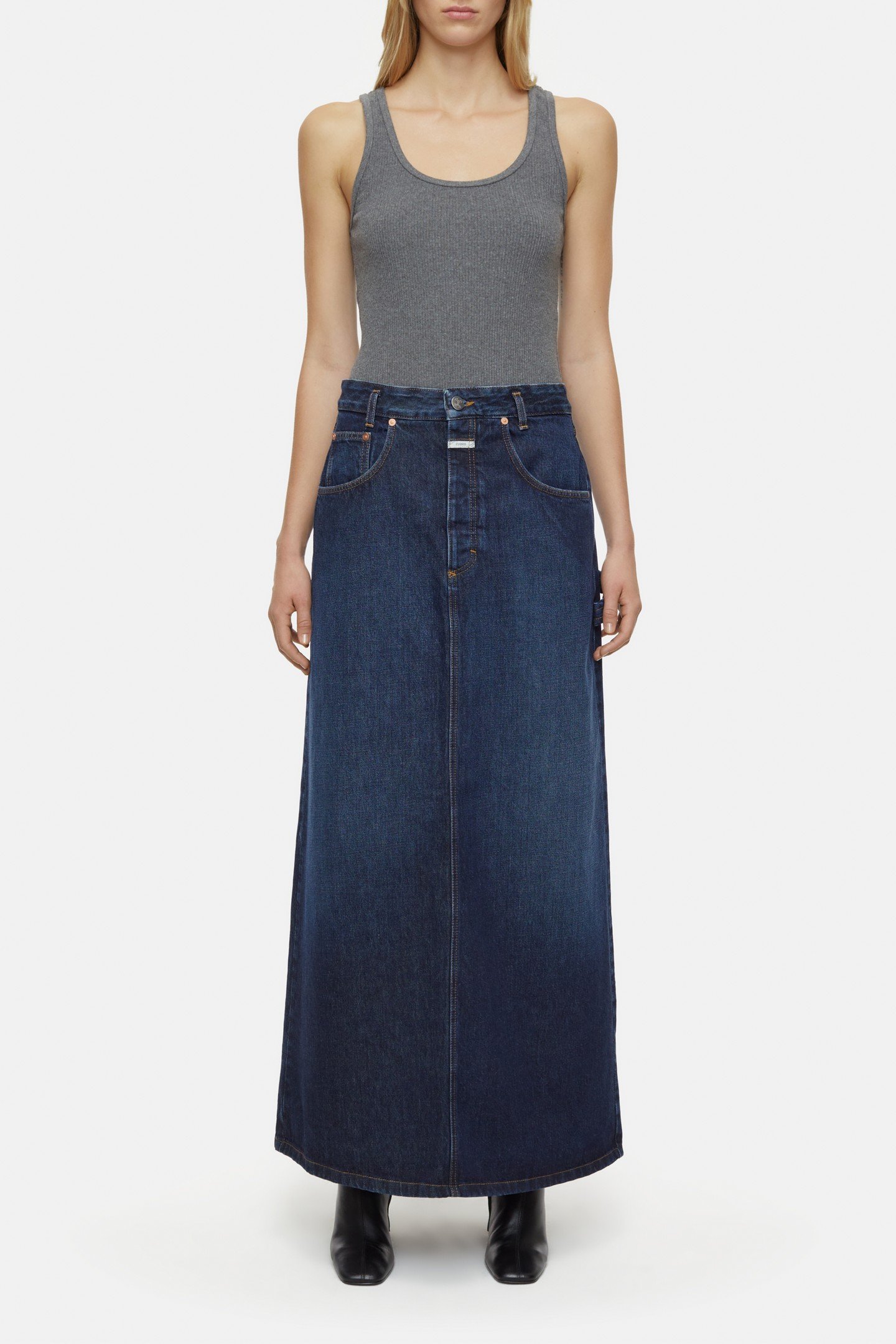 LONG 5-POCKET SKIRT DARK BLUE 2