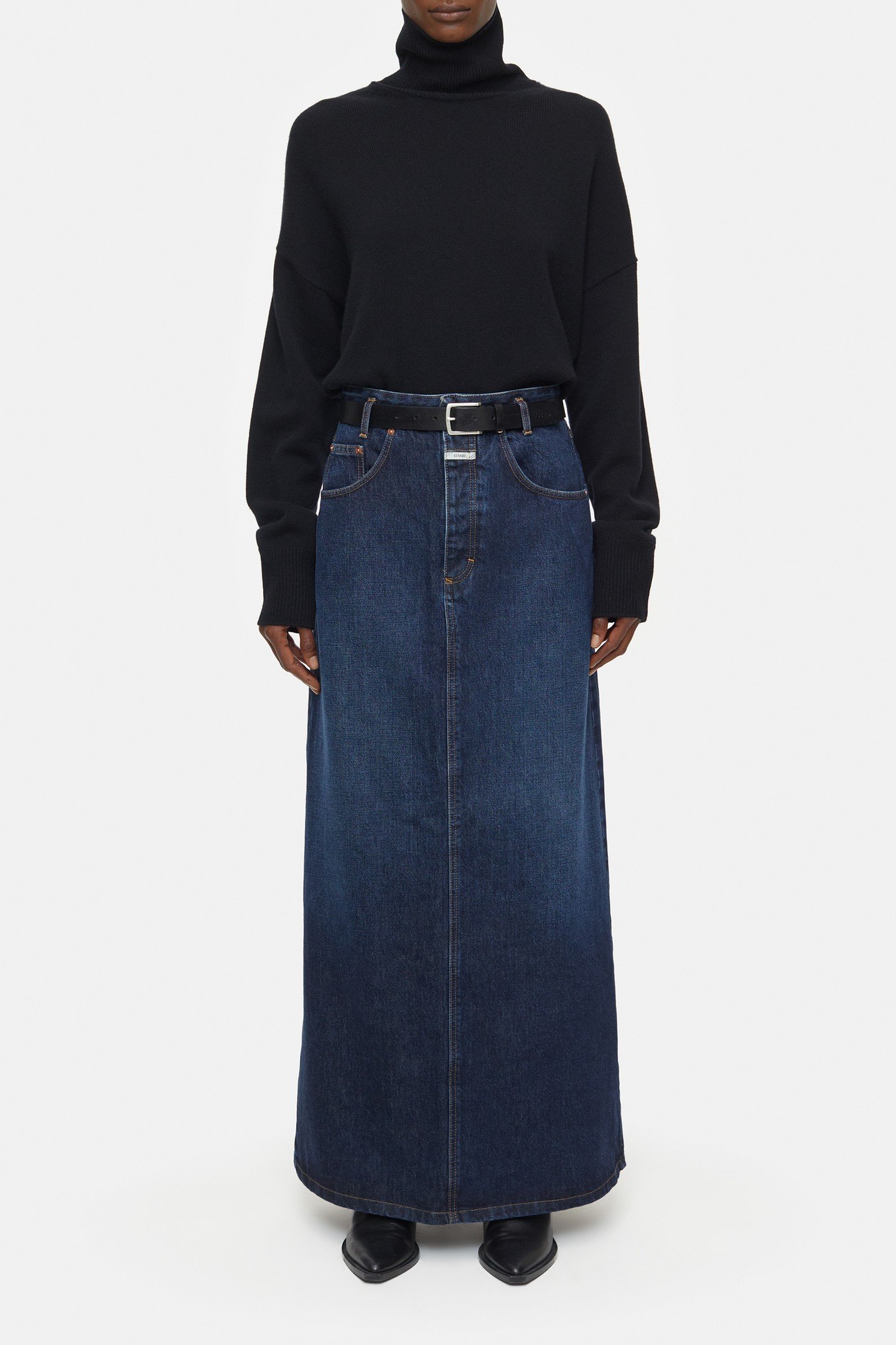 LONG 5-POCKET SKIRT DARK BLUE 9