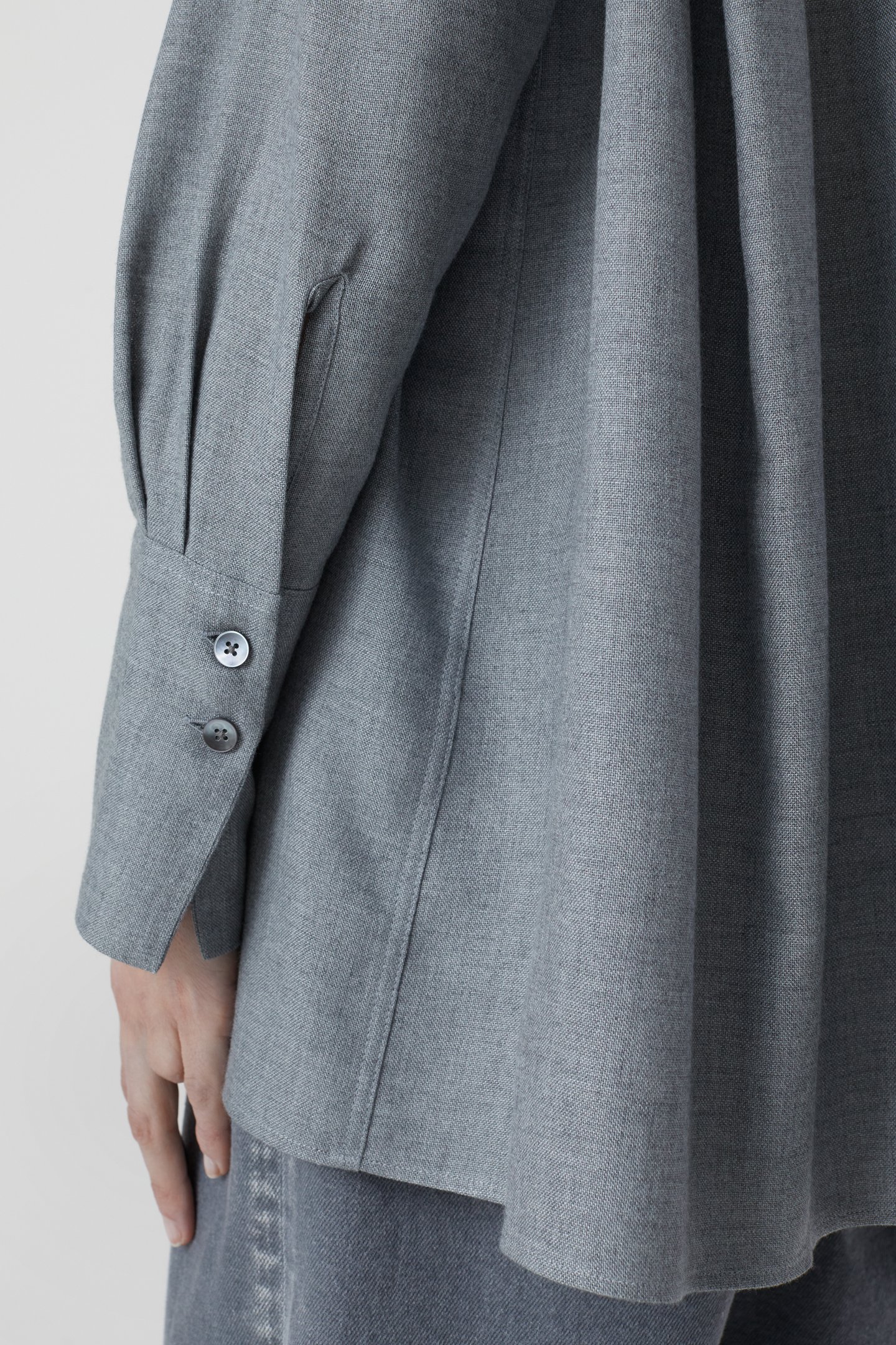 PLEAT BLOUSE SHIRT DARK GREY MELANGE 9