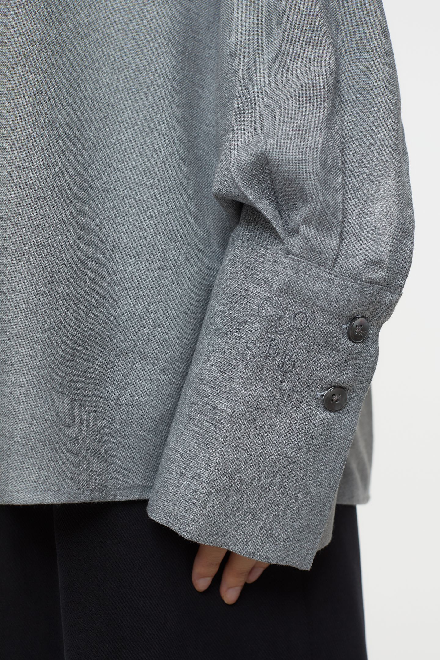 PLEAT BLOUSE SHIRT DARK GREY MELANGE 10