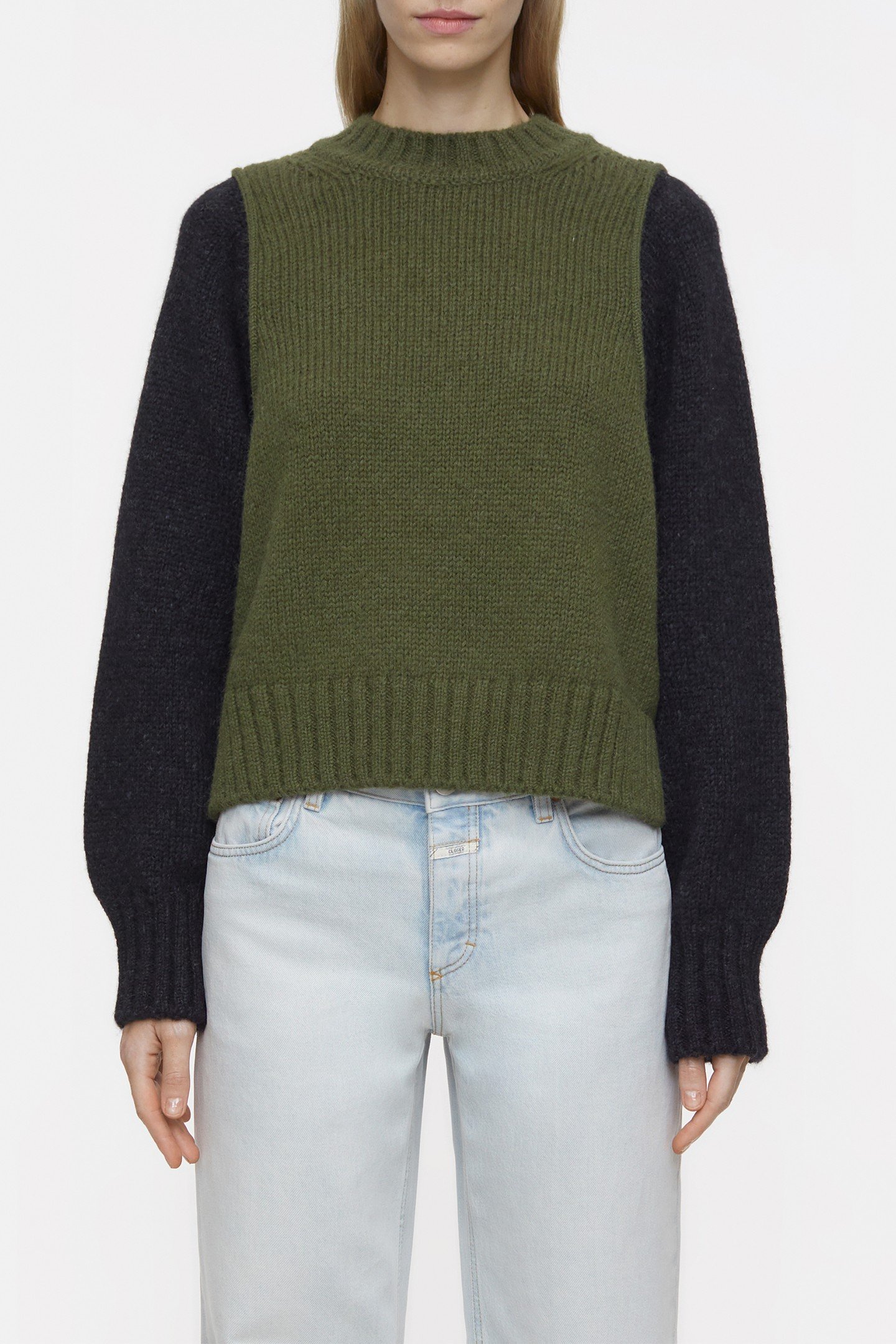 CREW NECK LONG SLEEVE KNITS INDUSTRIAL GREEN 3