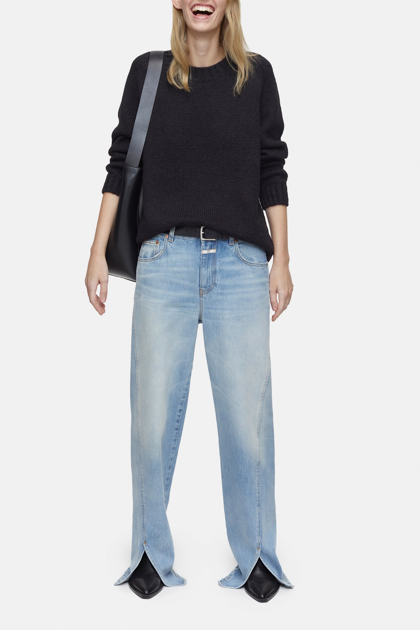 CREW NECK LONG SLEEVES KNITS BLACK 2