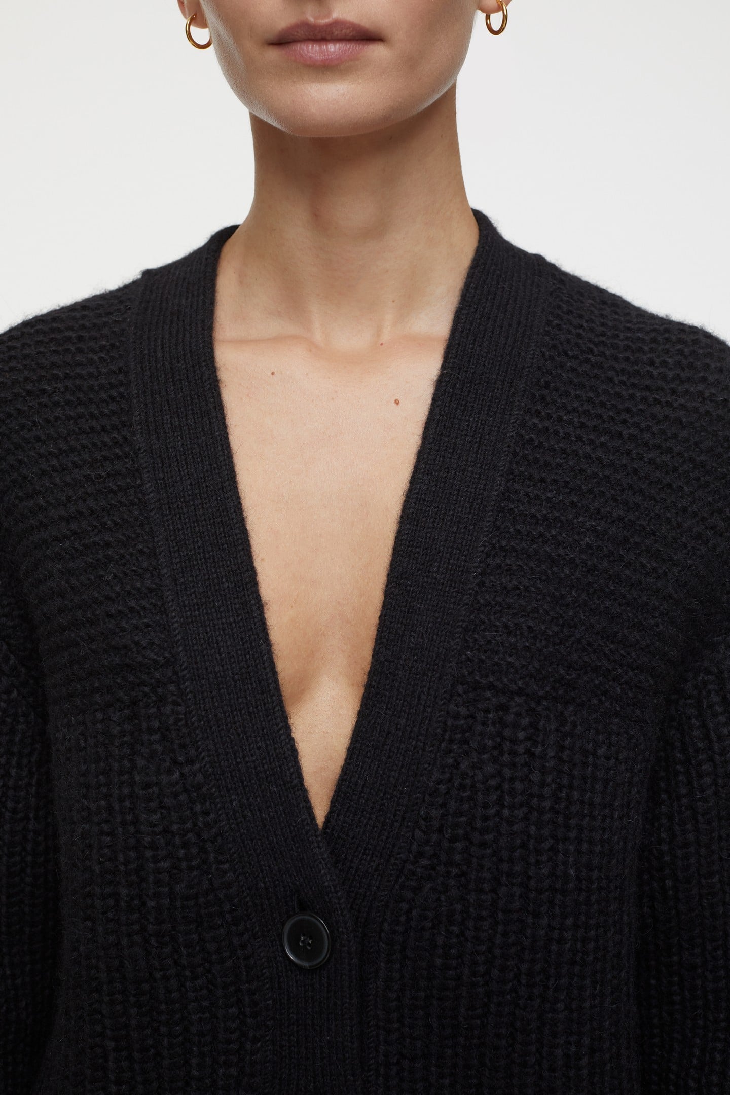 V CARDIGAN LONG SLEEVE KNITS BLACK 6