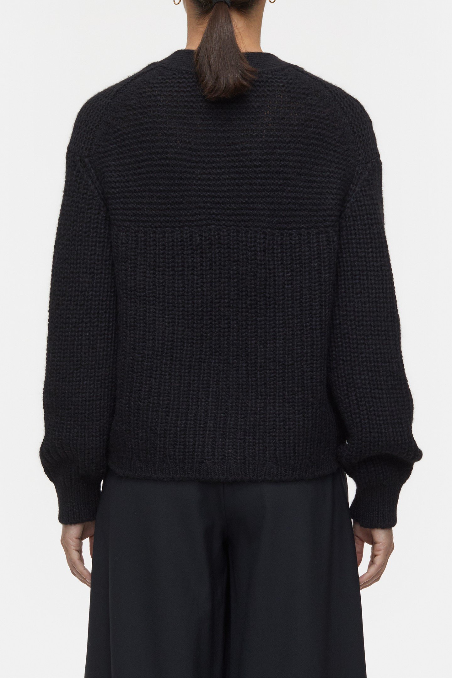 V CARDIGAN LONG SLEEVE KNITS BLACK 3