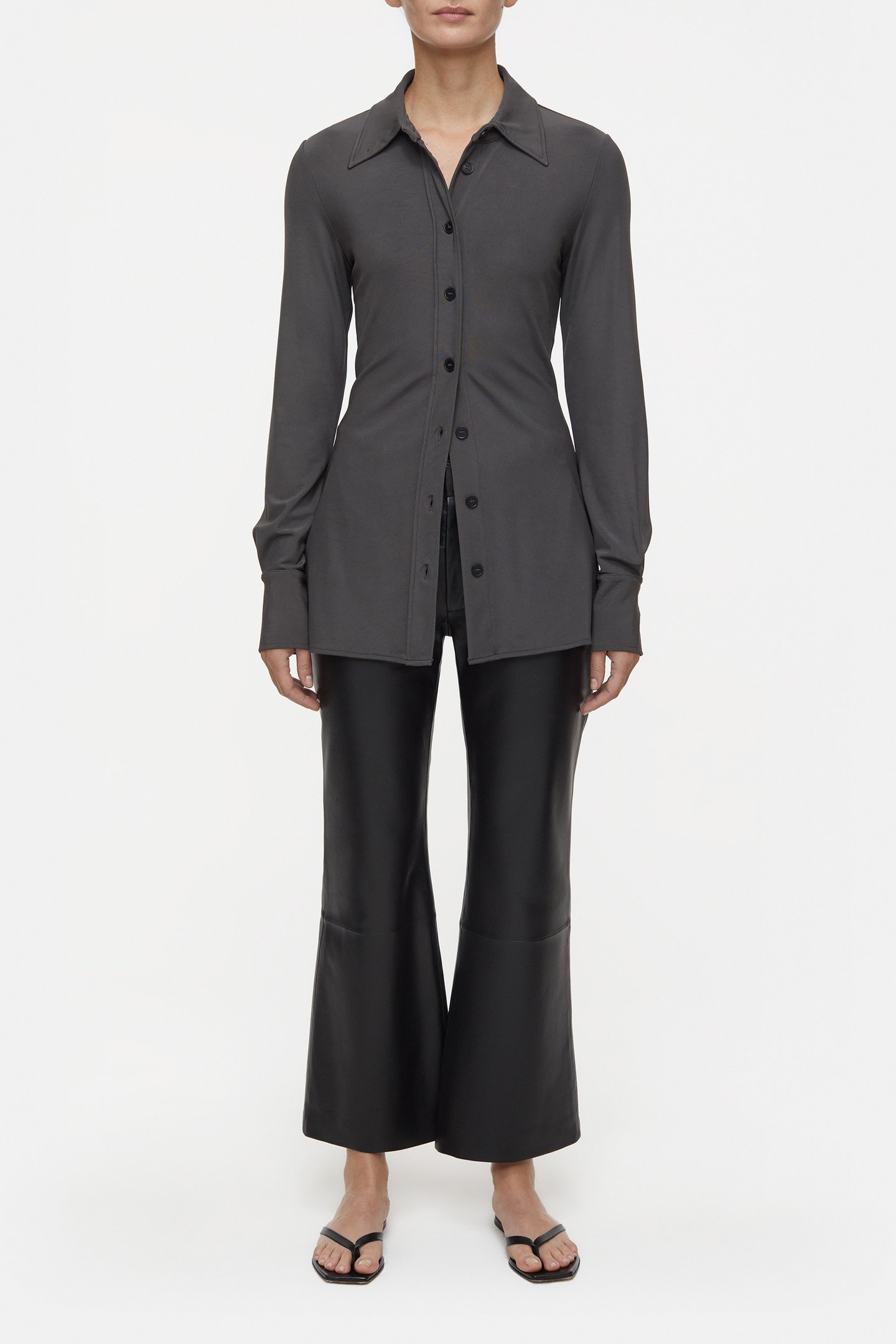 WAISTED BLOUSE SHIRT CHARCOAL 4