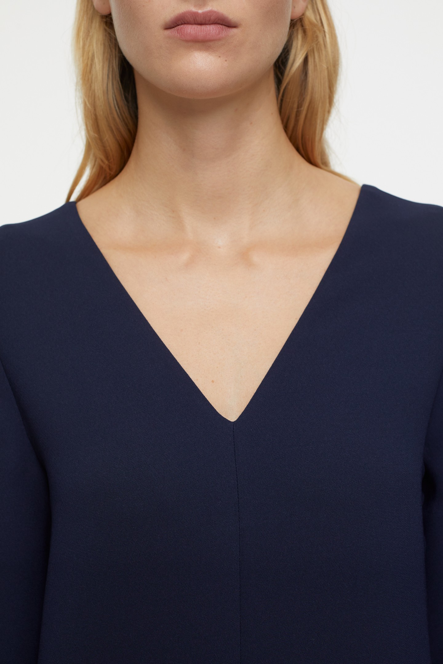 DEEP NECK LONG SLEEVE DRESS DARK NIGHT 10