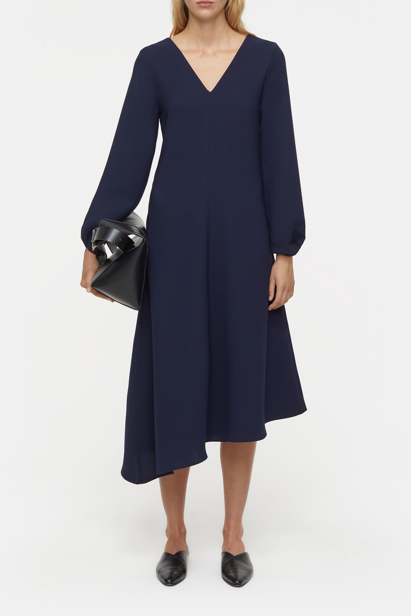 DEEP NECK LONG SLEEVE DRESS DARK NIGHT 2
