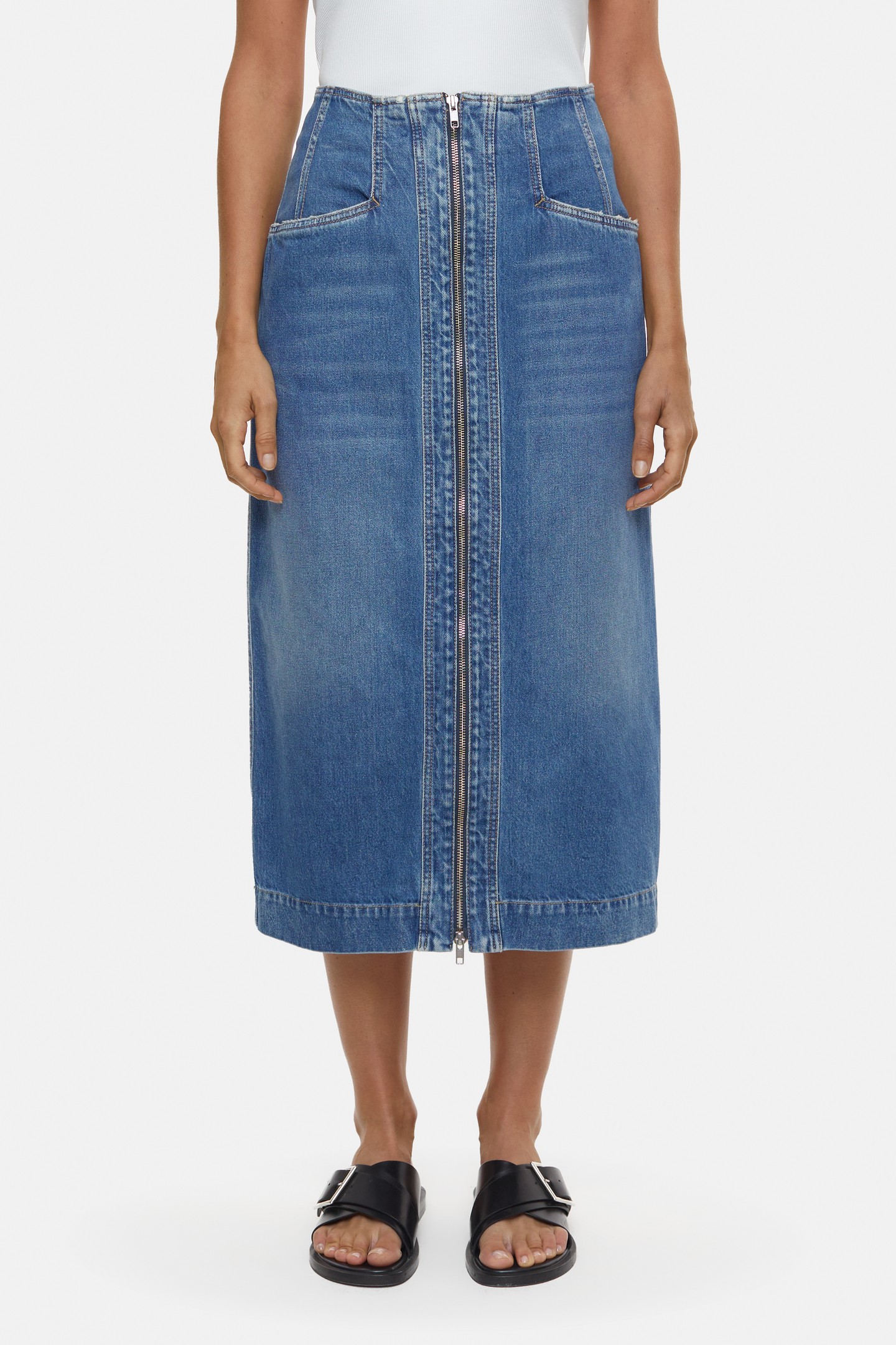 DENIM SKIRT WITH ZIP SKIRTS MID BLUE 3