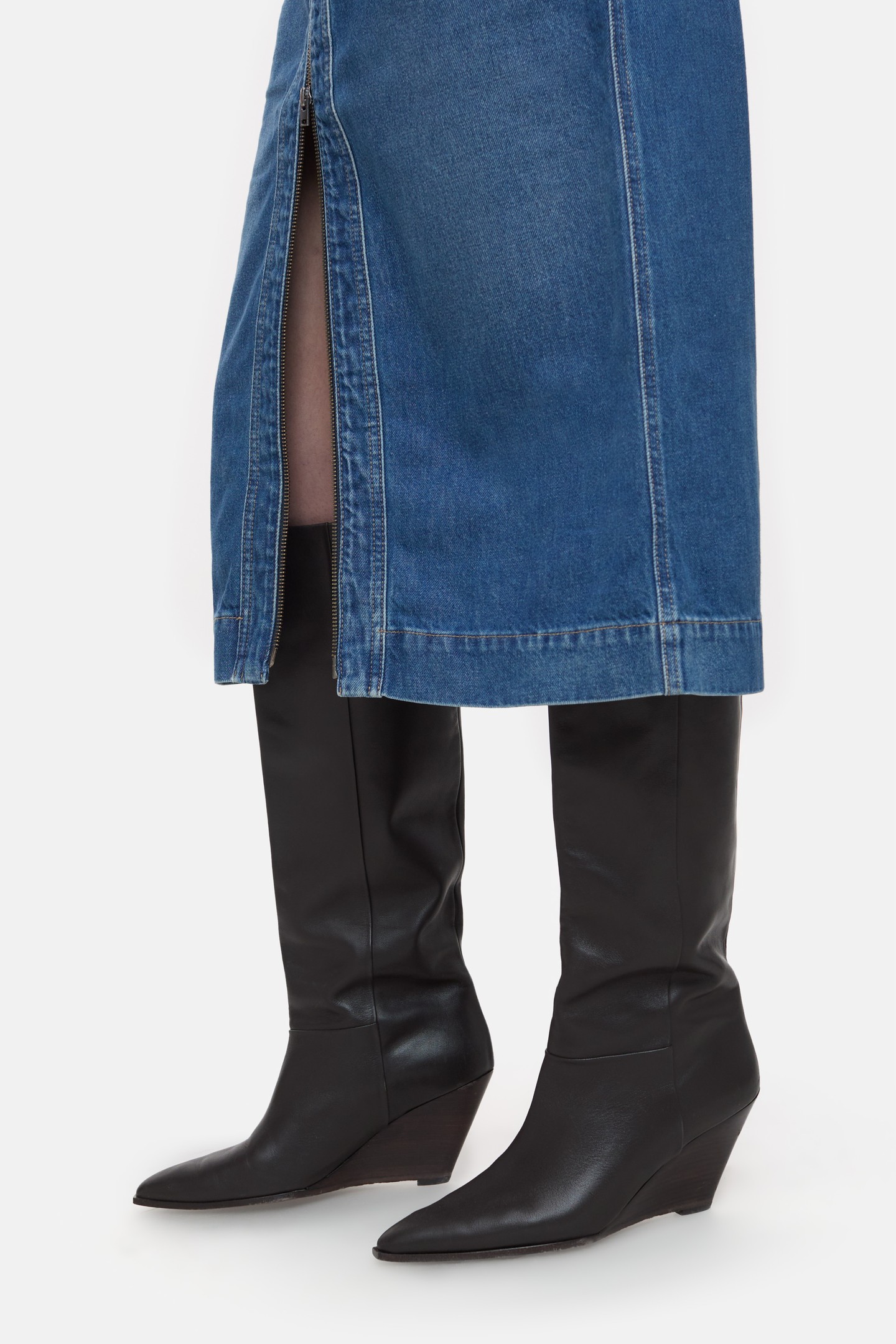 DENIM SKIRT WITH ZIP SKIRTS MID BLUE 10